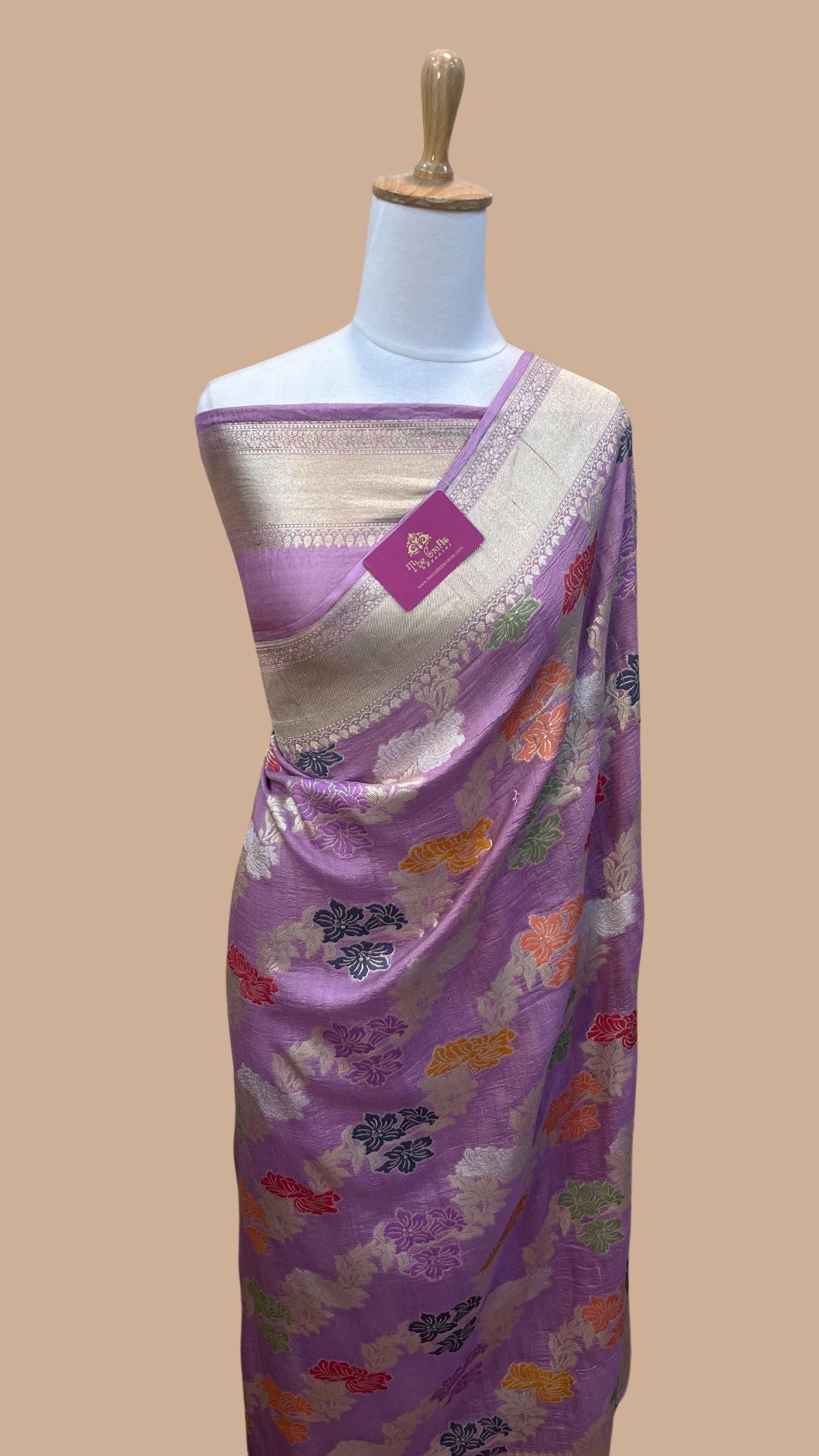 Tussar Georgette Handloom Banarasi Saree - Jaal with Meenakari
