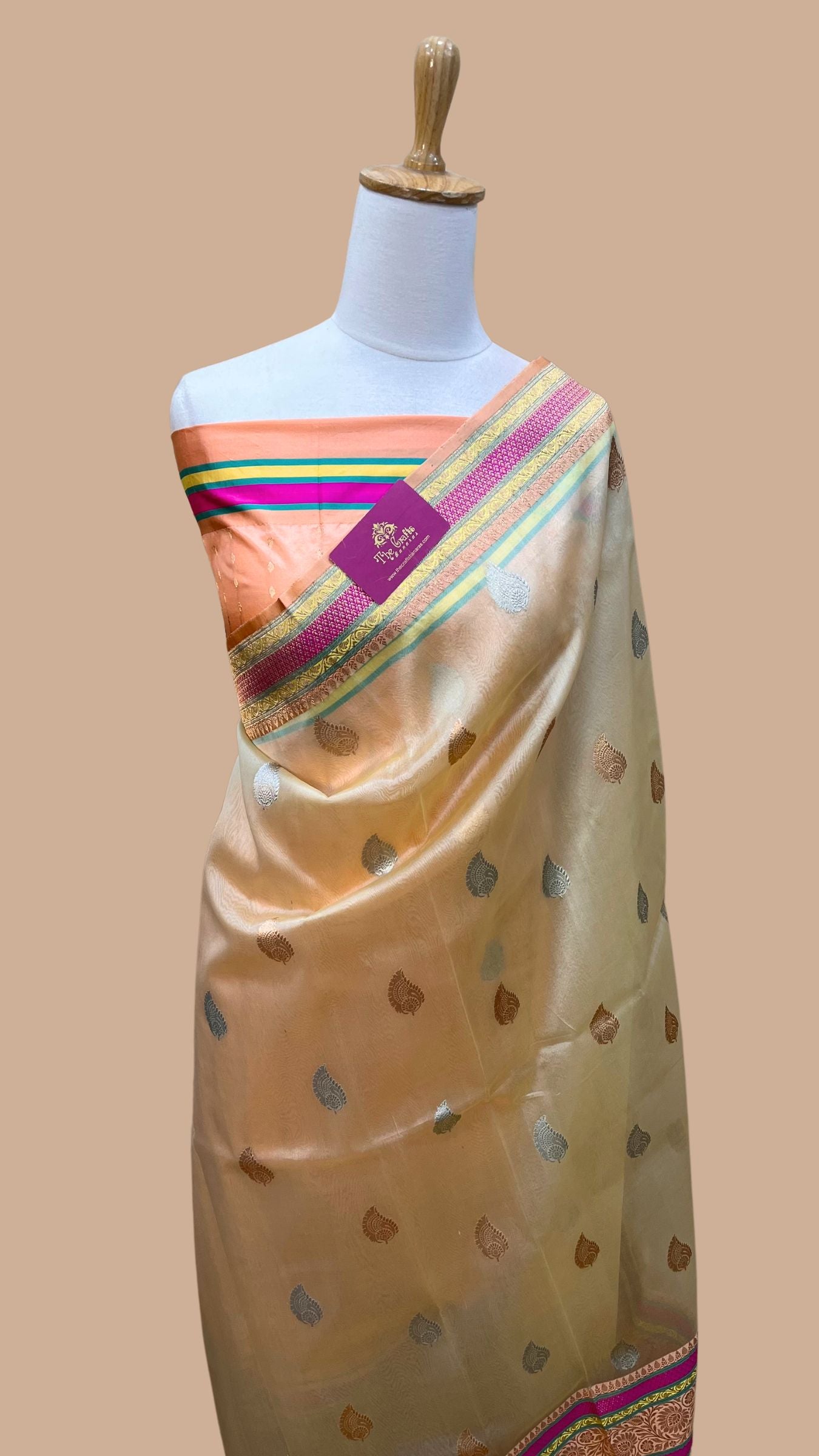 Pure Kora Silk Handloom Banarasi Saree - with sona rupa kadhua motifs