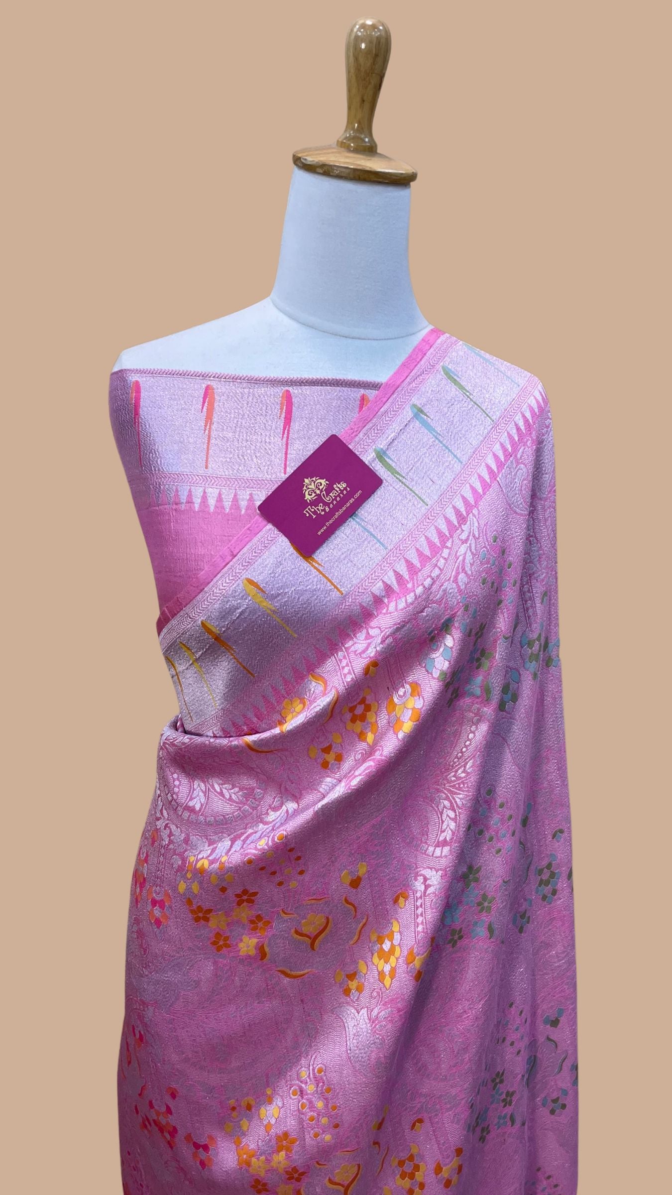 Pure Tussar Georgette Handloom Banarasi Saree - Brocade