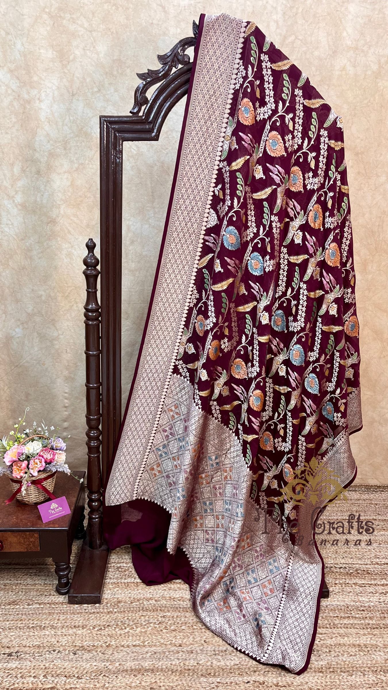 Khaddi Georgette Handloom Banarasi Saree - Water Zari