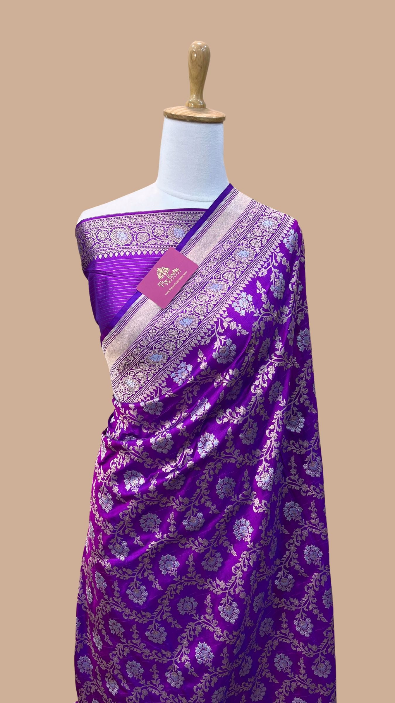 Pure Katan Silk Handloom Banarasi Saree - All over Sona Roopa Jaal work