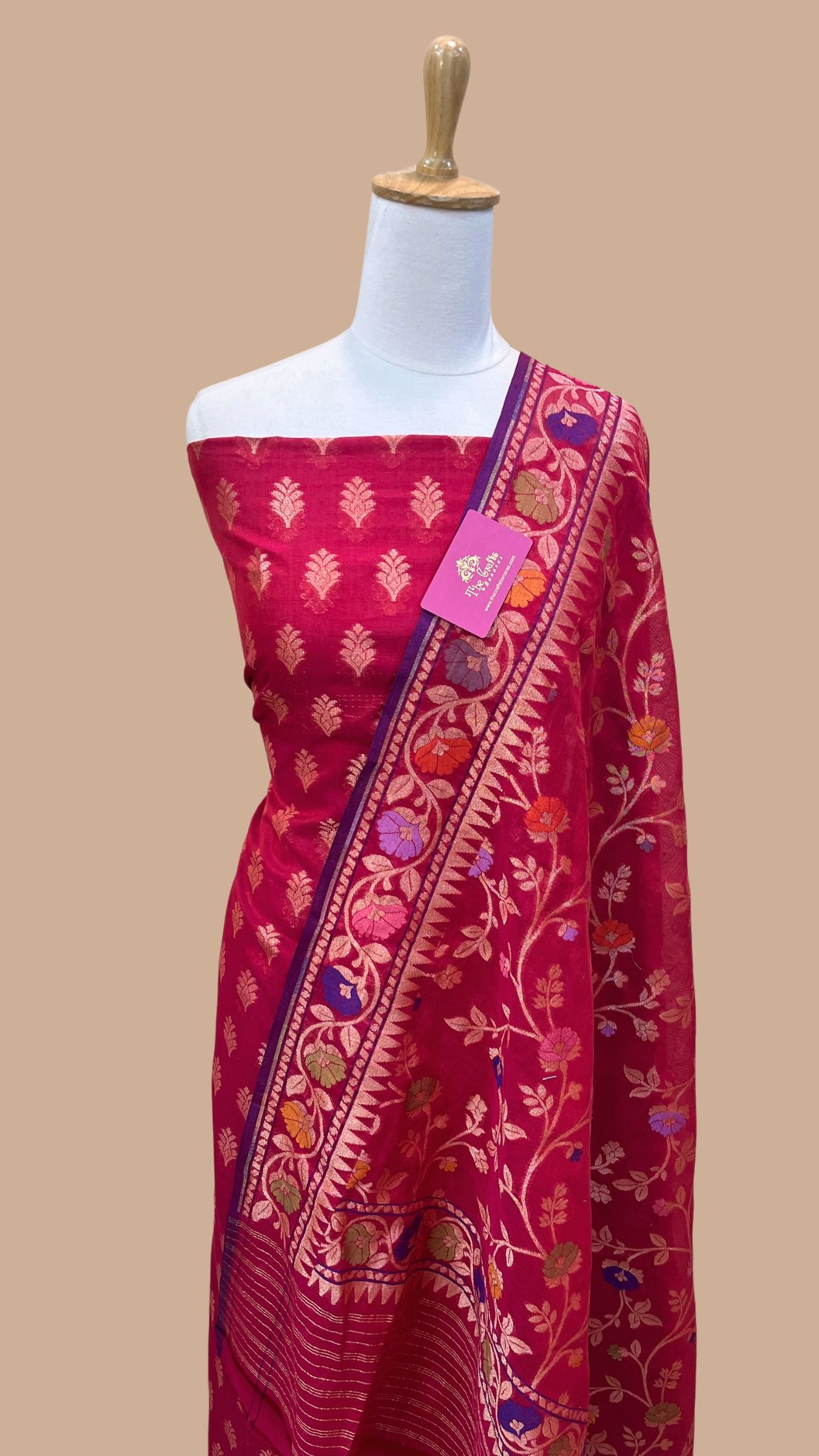Pure Ektara Cotton Jamdani Banarasi Dress Material