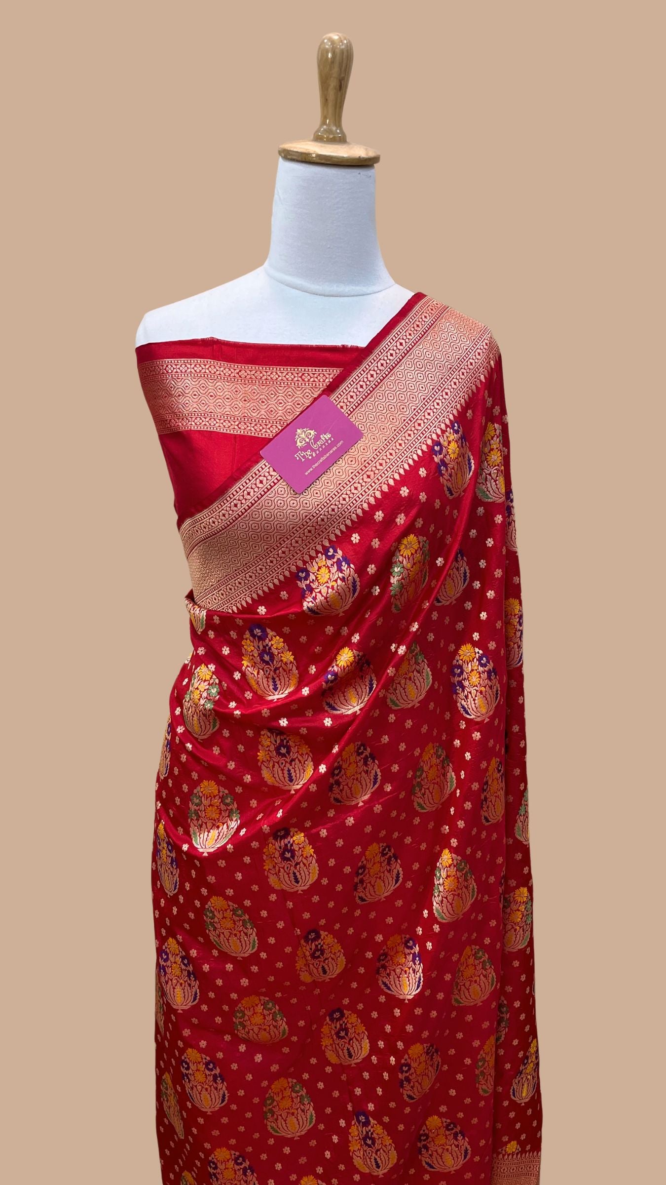 Pure Katan Silk Handloom Banarasi Saree - All over Meenakari Jaal work