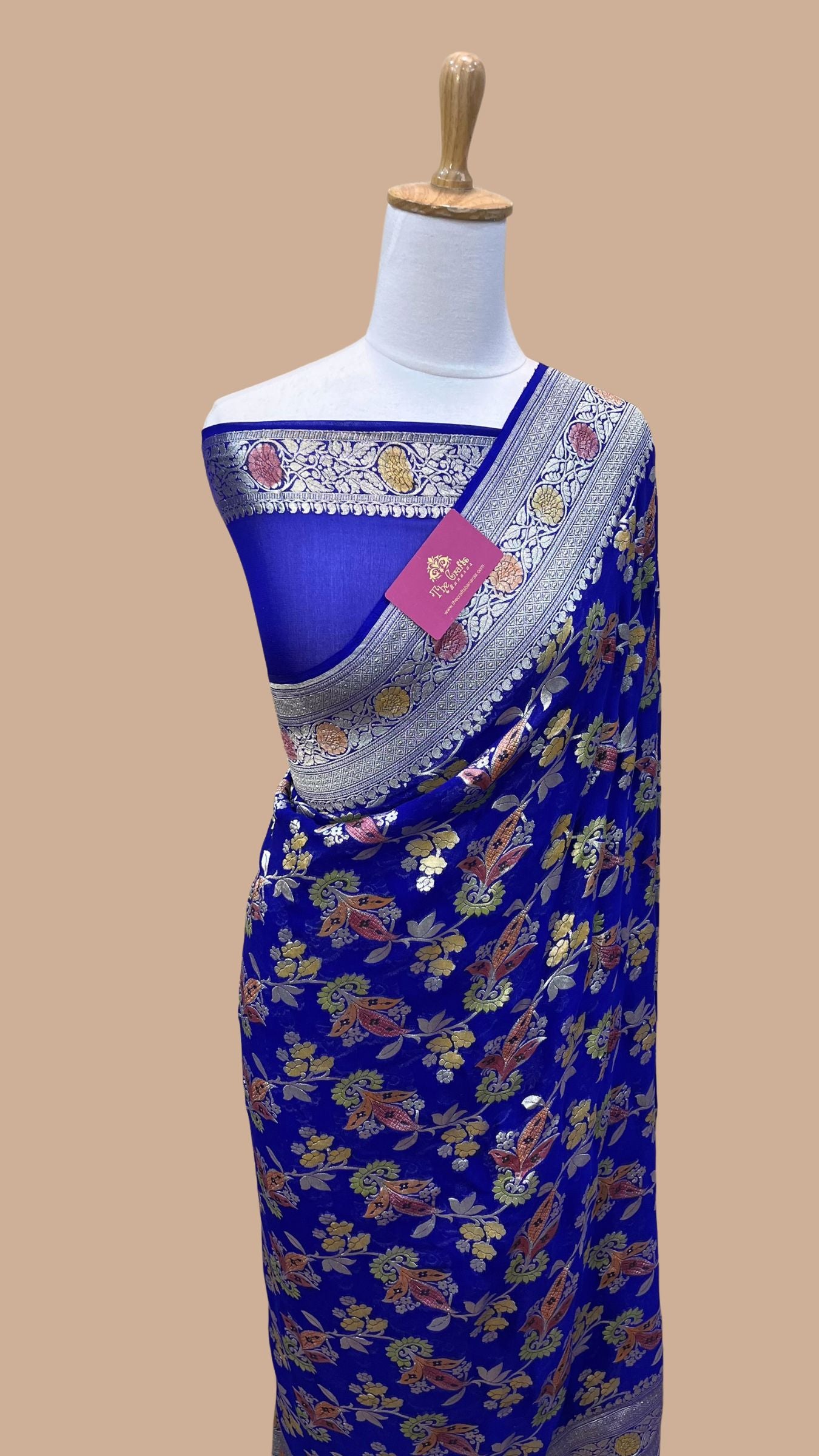 Khaddi Georgette Handloom Banarasi Saree - Water Zari