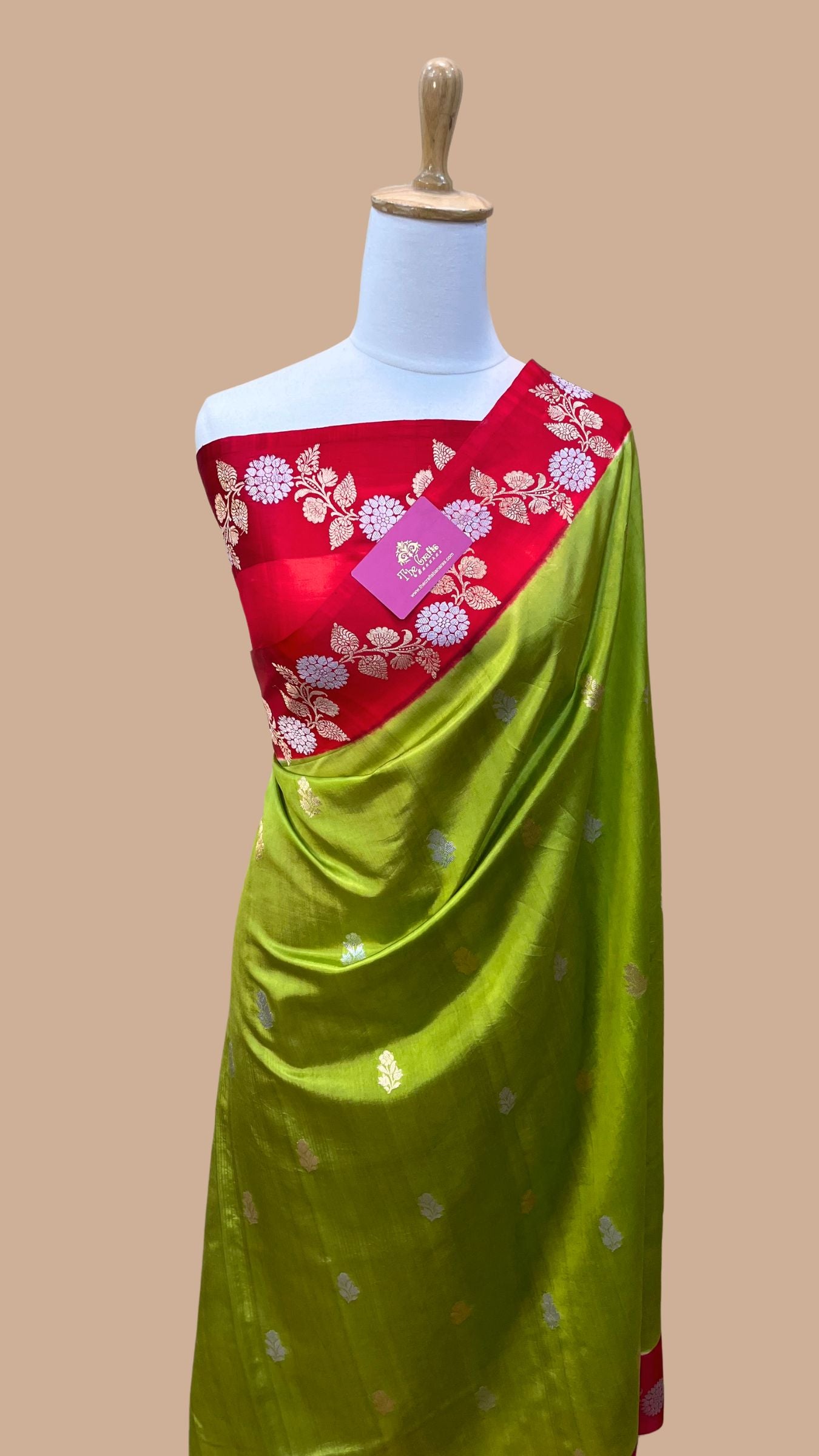 Pure  Mango Silk Handloom Banarasi Saree