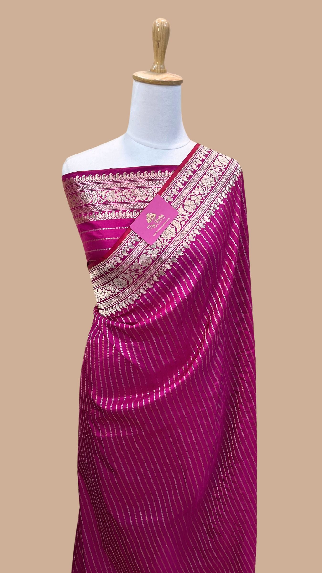 Pure Katan Silk Handloom Banarasi Saree - Sona roopa with kadhua border