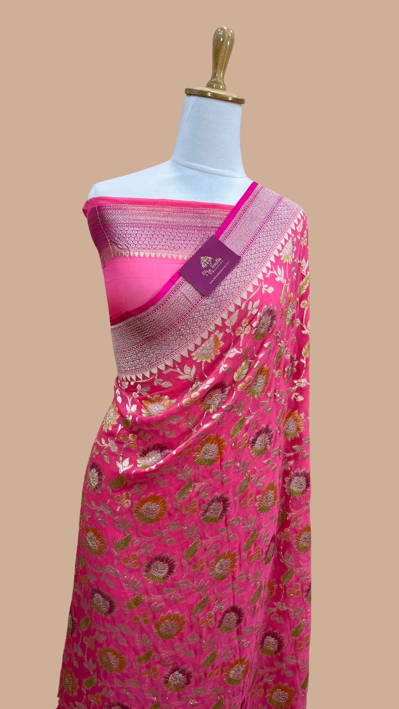 Khaddi Georgette Handloom Banarasi Saree - Water Zari