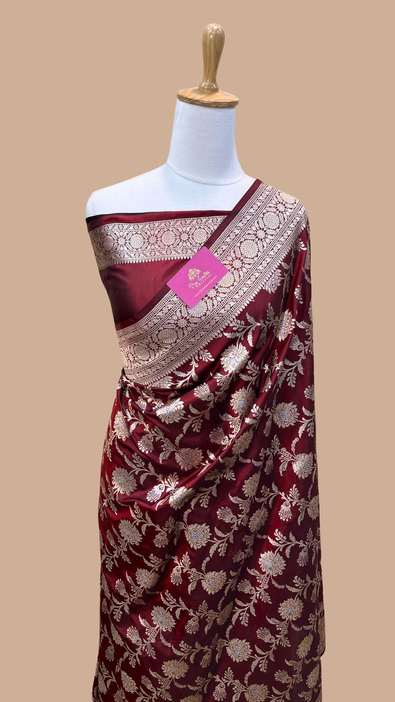 Pure Katan Silk Handloom Banarasi Saree - All over Sona rupa jaal work