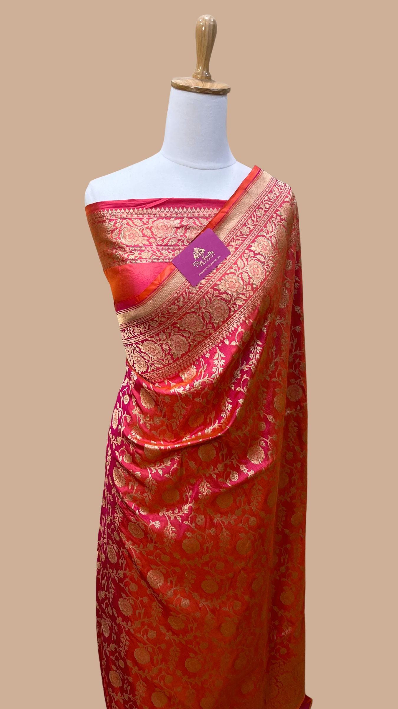 Pure Katan Silk Handloom Banarasi Saree - Jaal work