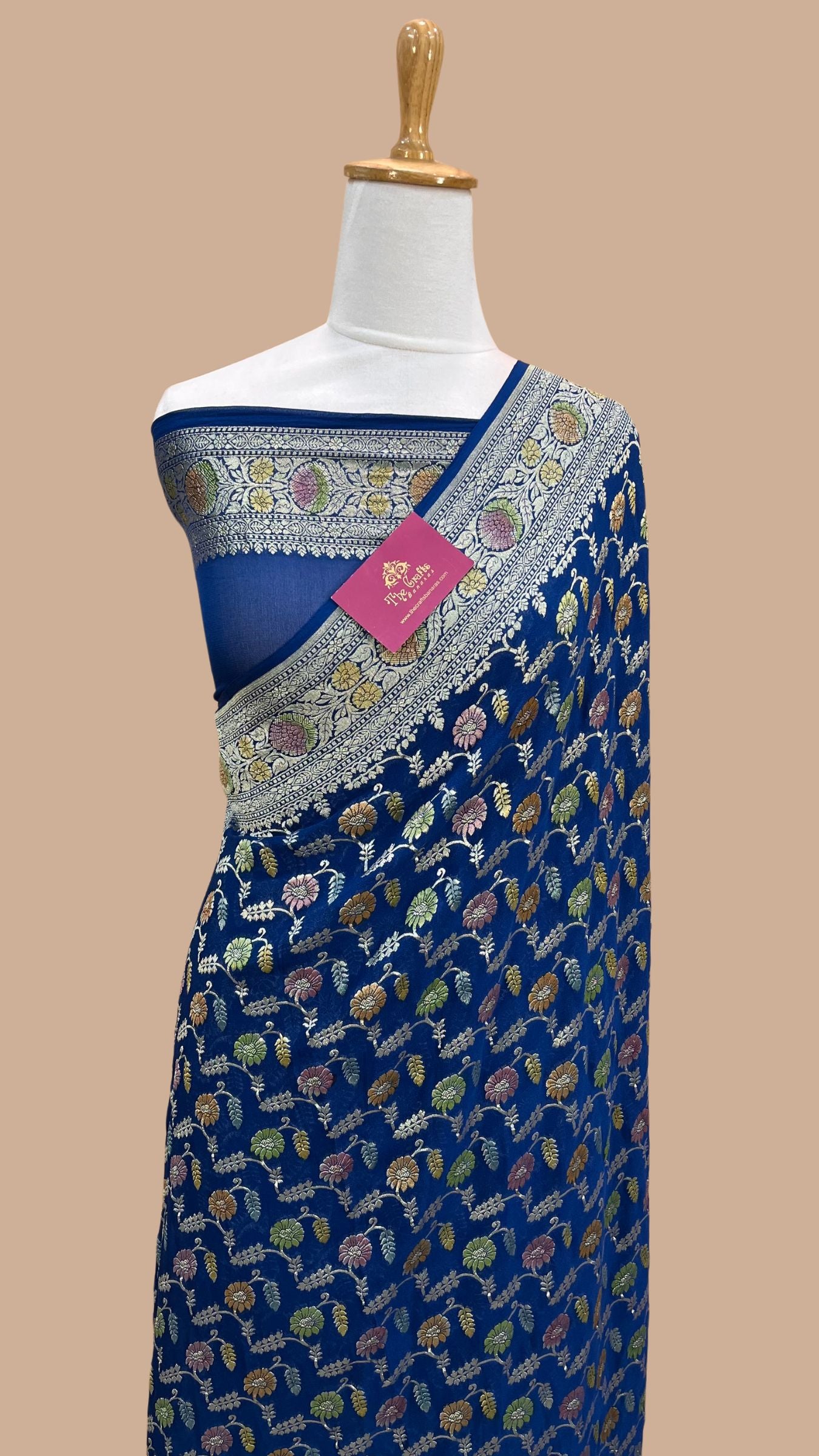 Khaddi Georgette Handloom Banarasi Saree - Water Zari