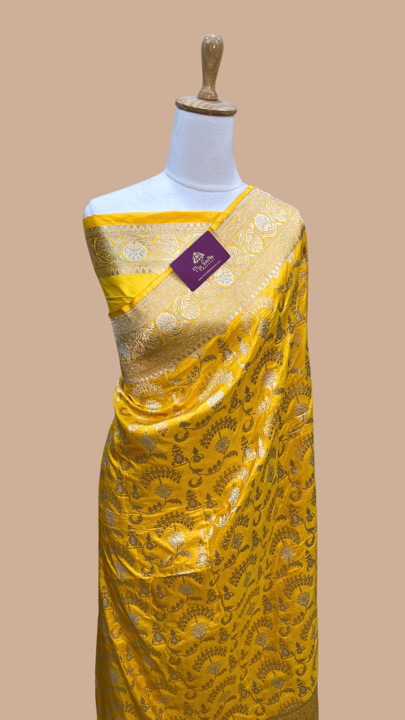 Pure Katan Silk Handloom Banarasi Saree - All over Sona Roopa Jaal work