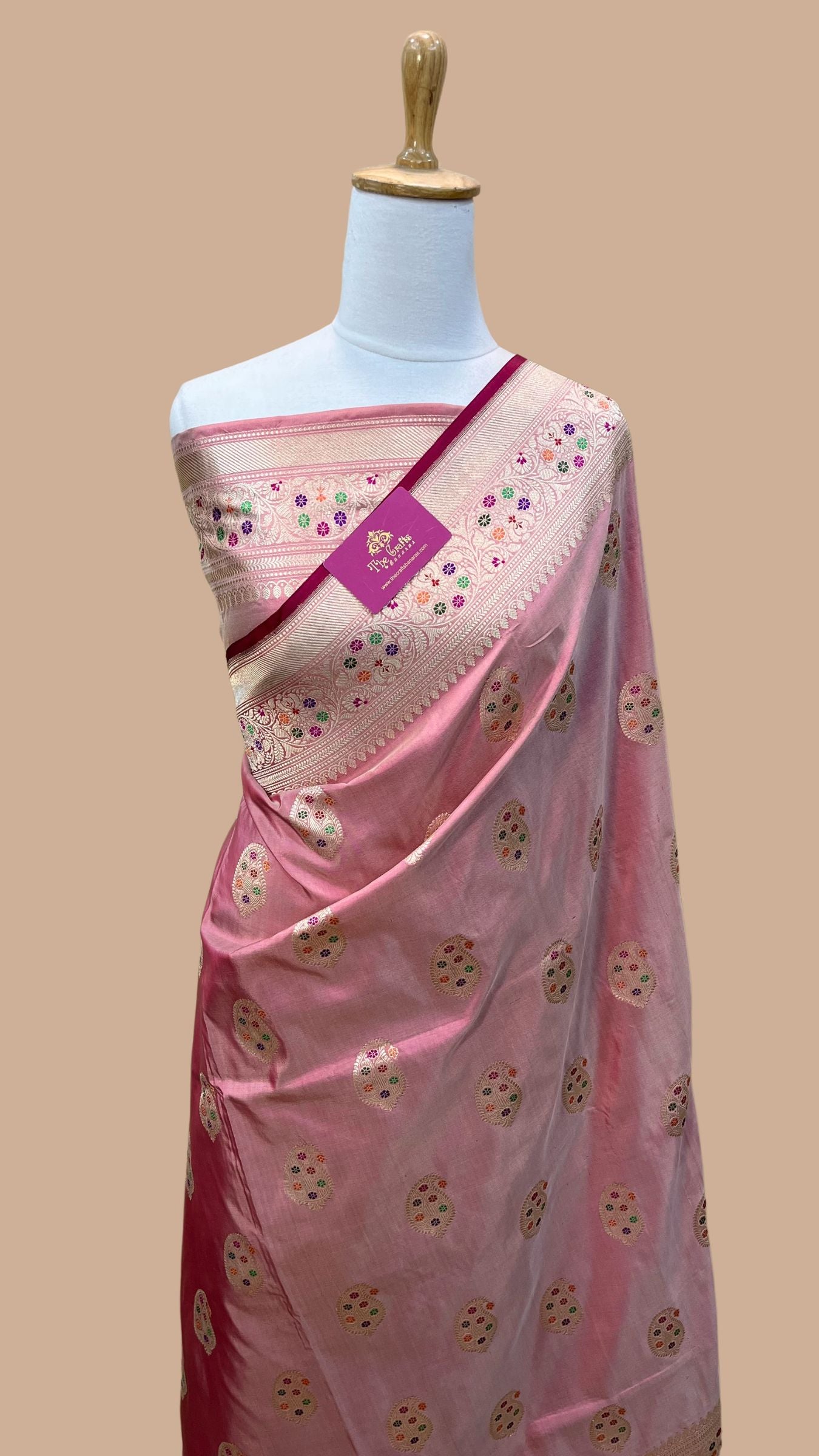 Pure Katan Silk Handloom Banarasi Saree - with kadhua tilfi meenakari motifs