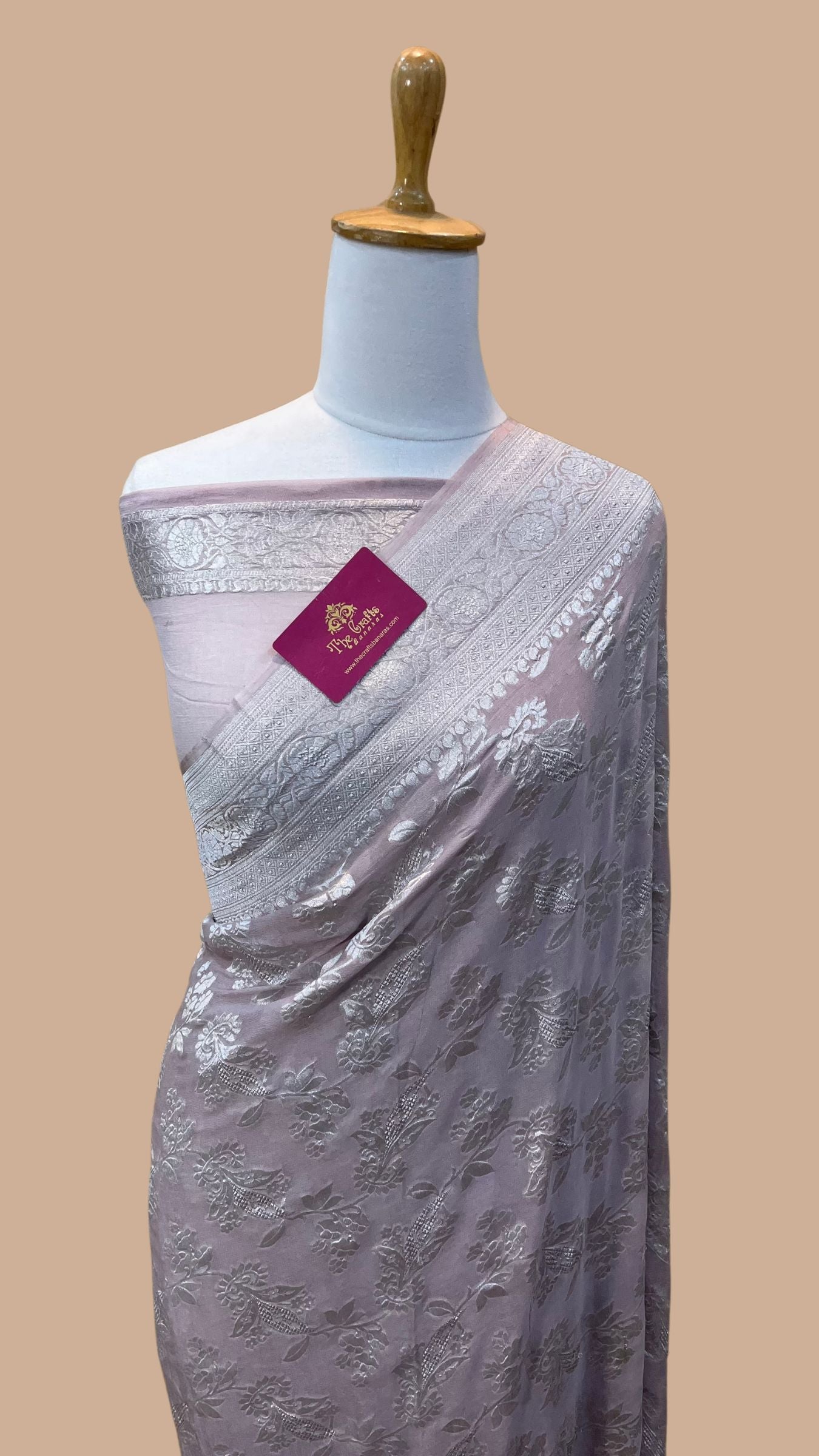 Pure Georgette Banarasi Saree - Silver Zari