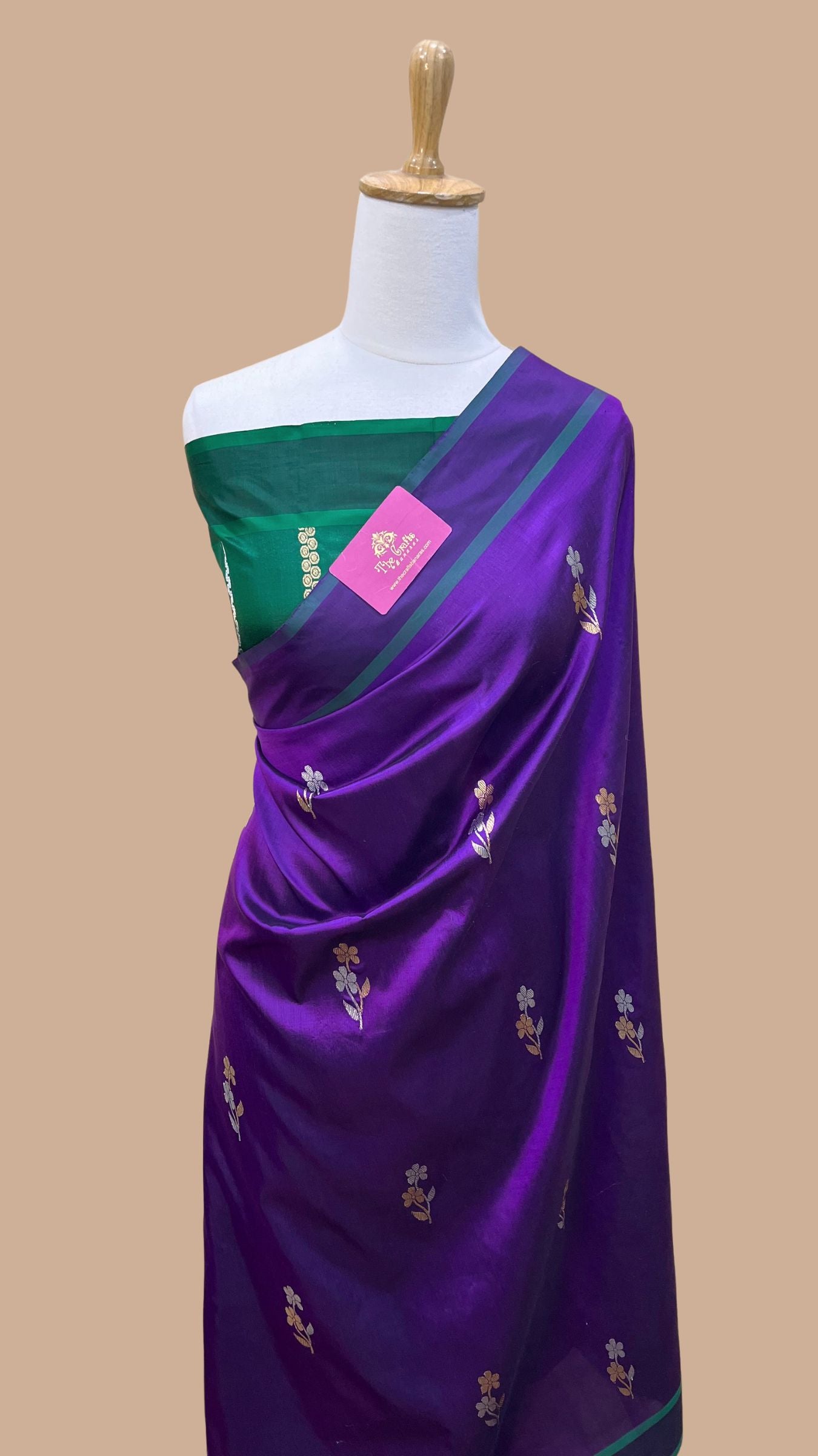 Pure Mango Silk Handloom Banarasi Saree - With Sona Roopa Motifs