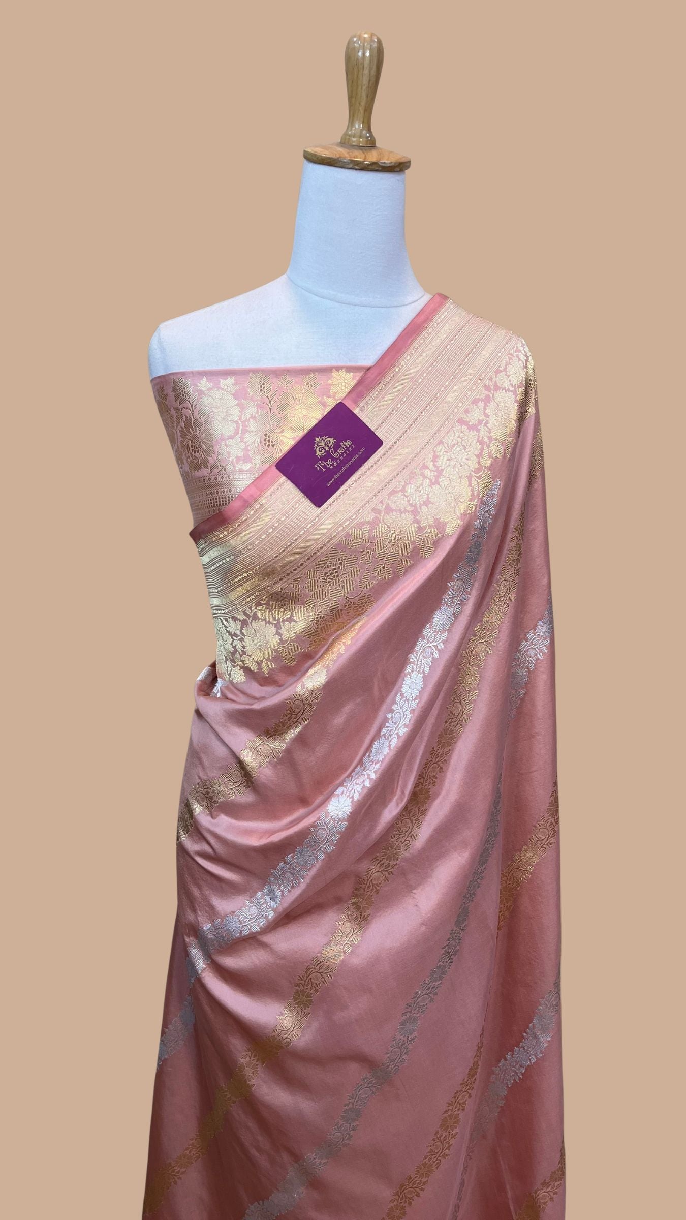Pure Katan Silk Handloom Banarasi Saree -  Sona roopa with kadhua work