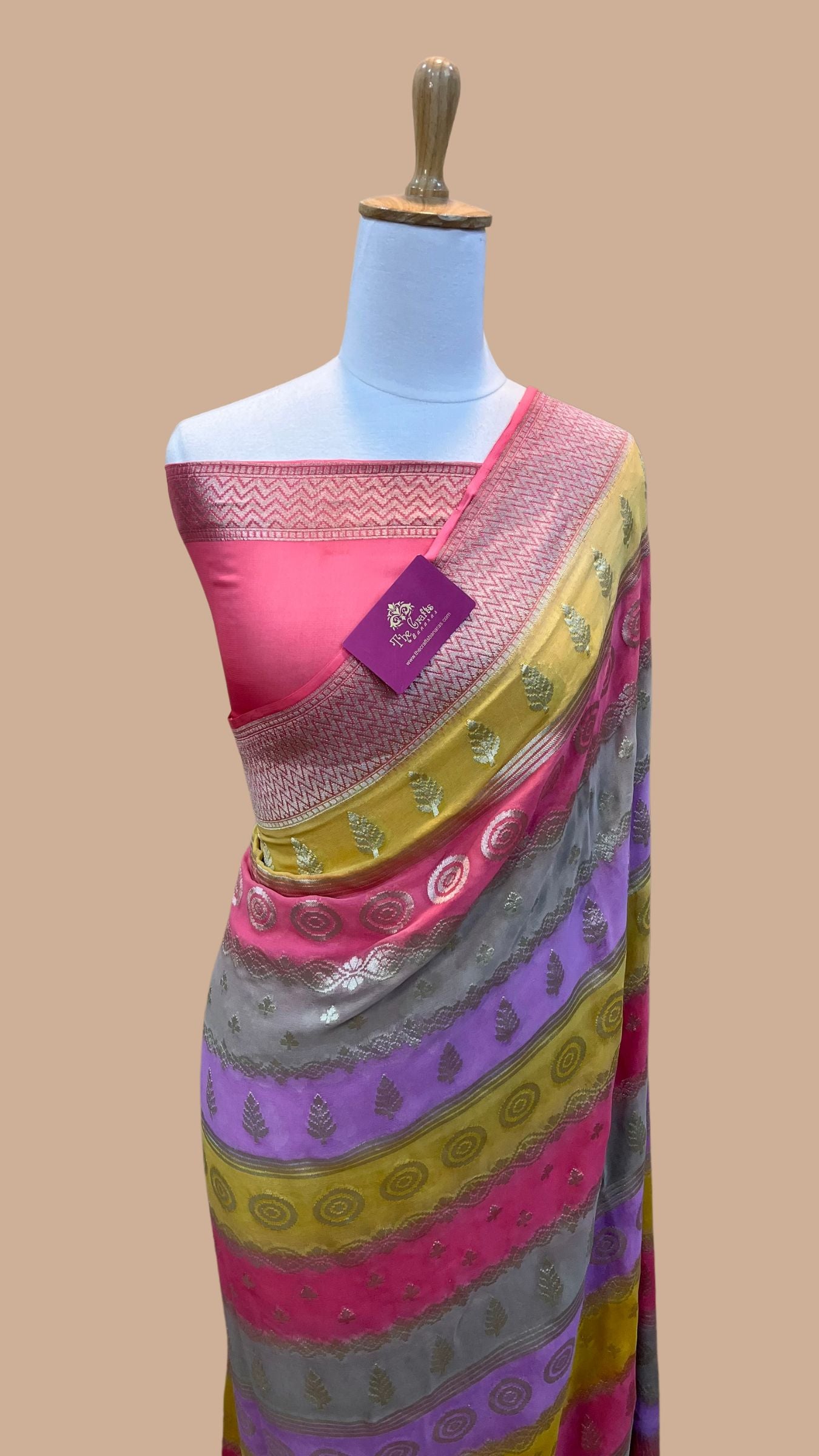 Khaddi Georgette Handloom Banarasi Saree