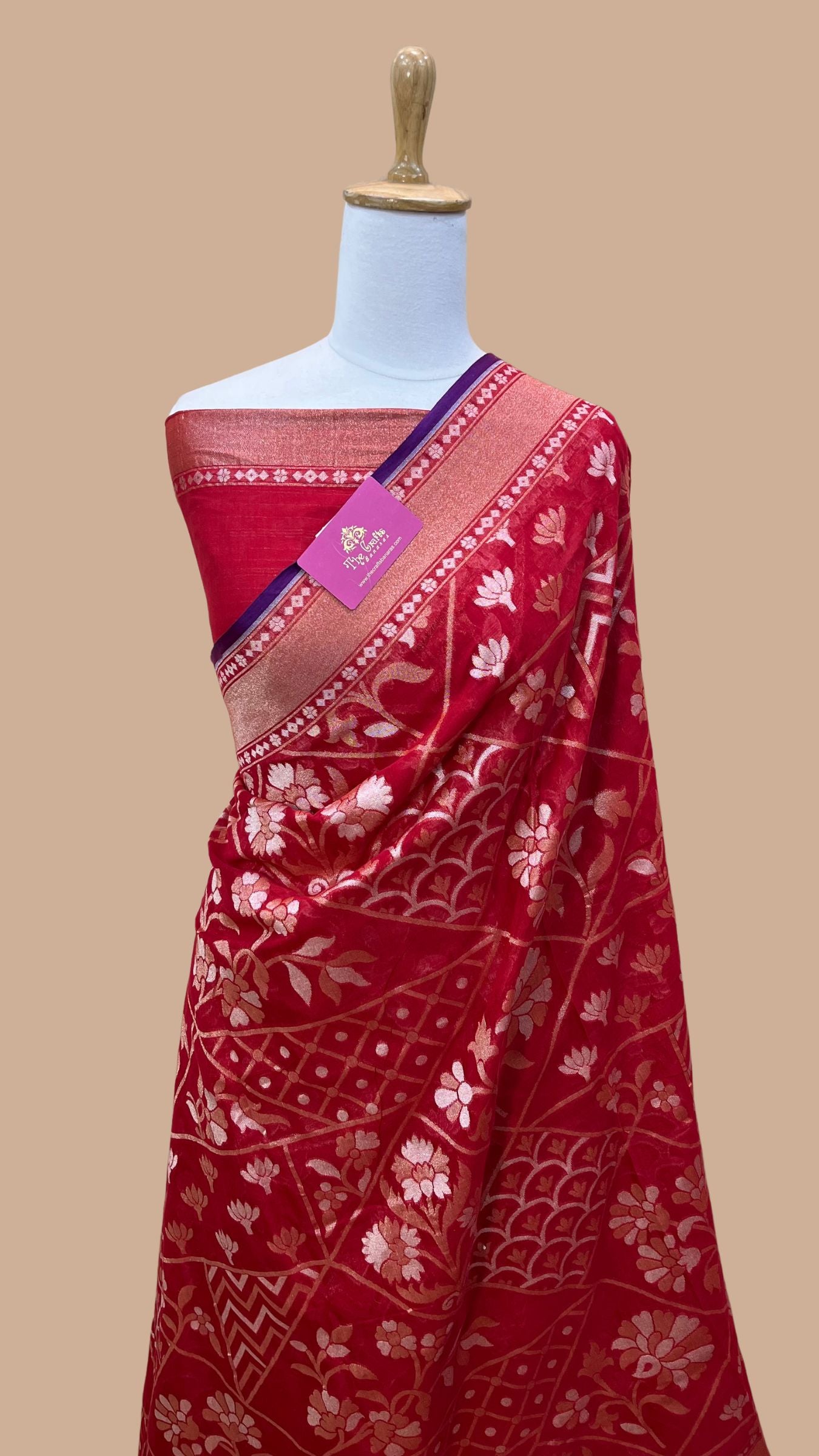 Pure Ektara Cotton Jamdani Banarasi Saree - Alfi