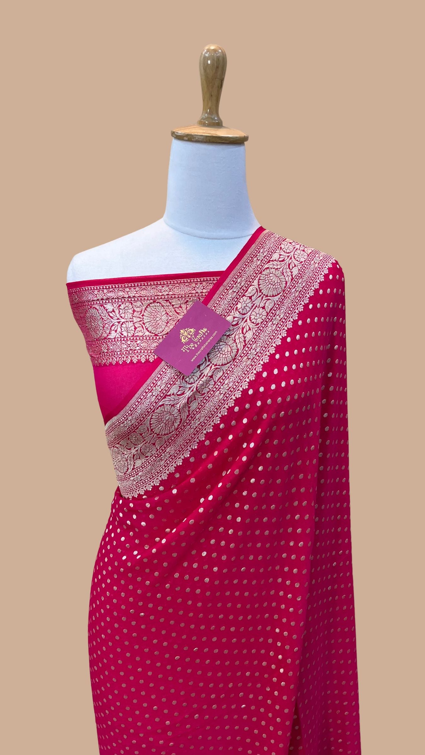 Khaddi Georgette Handloom Banarasi Saree - Water Zari