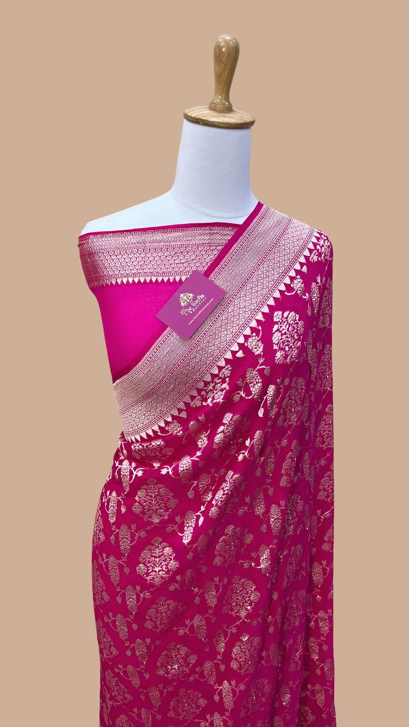 Khaddi Georgette Handloom Banarasi Saree - Water Zari