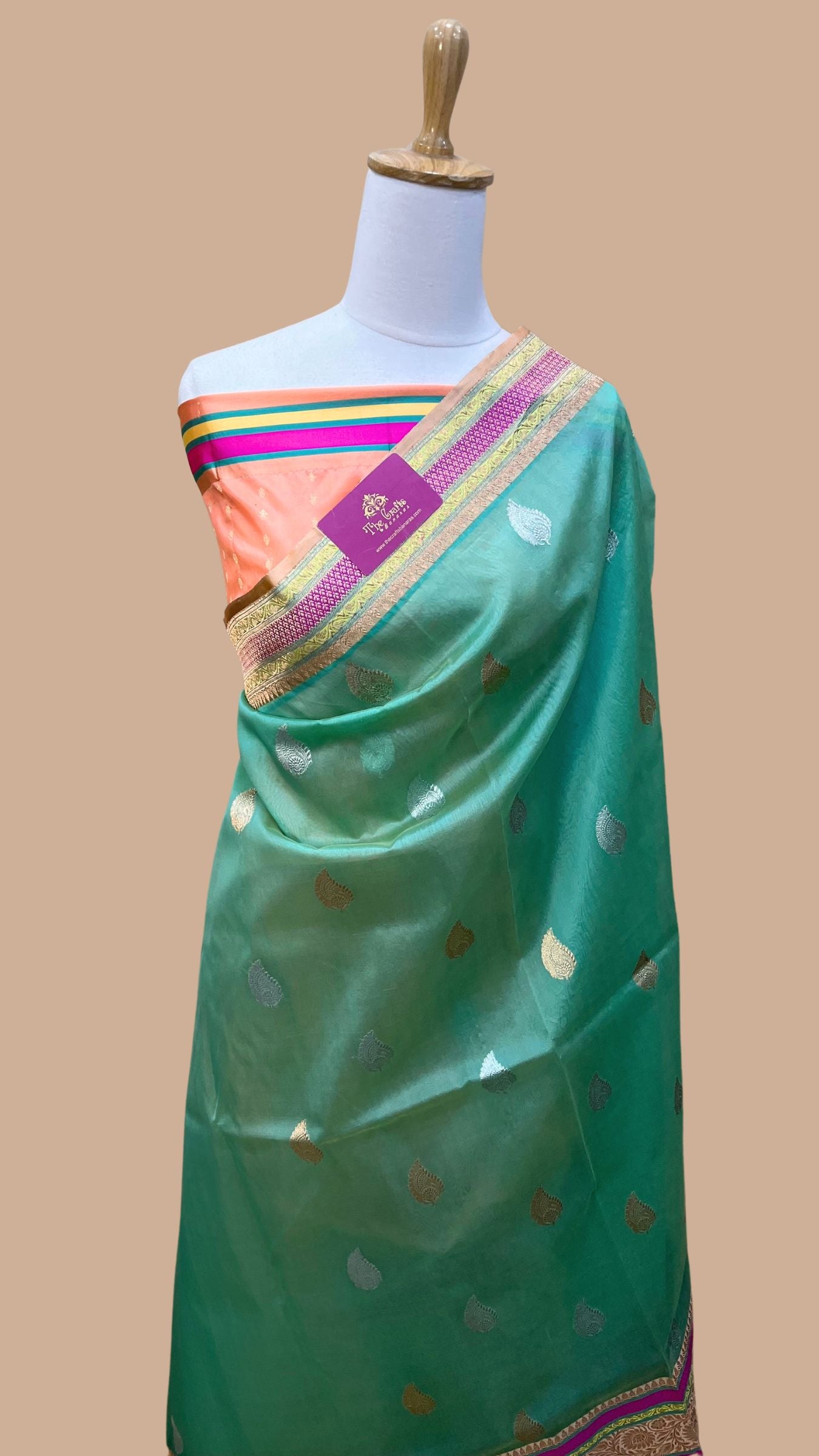 Pure Kora Silk Handloom Banarasi Saree - with sona rupa kadhua motifs