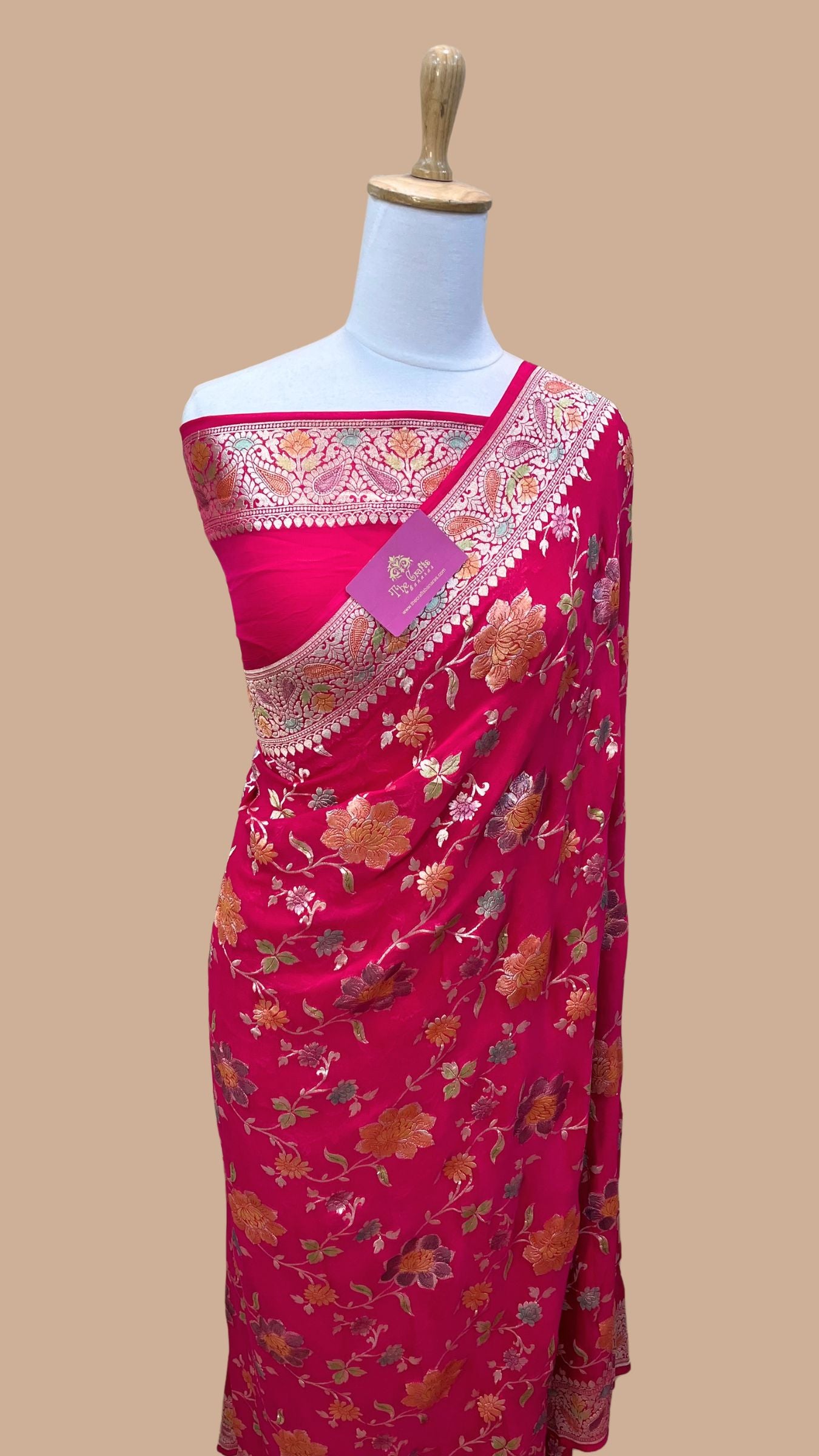 Khaddi Georgette Handloom Banarasi Saree - Water Zari