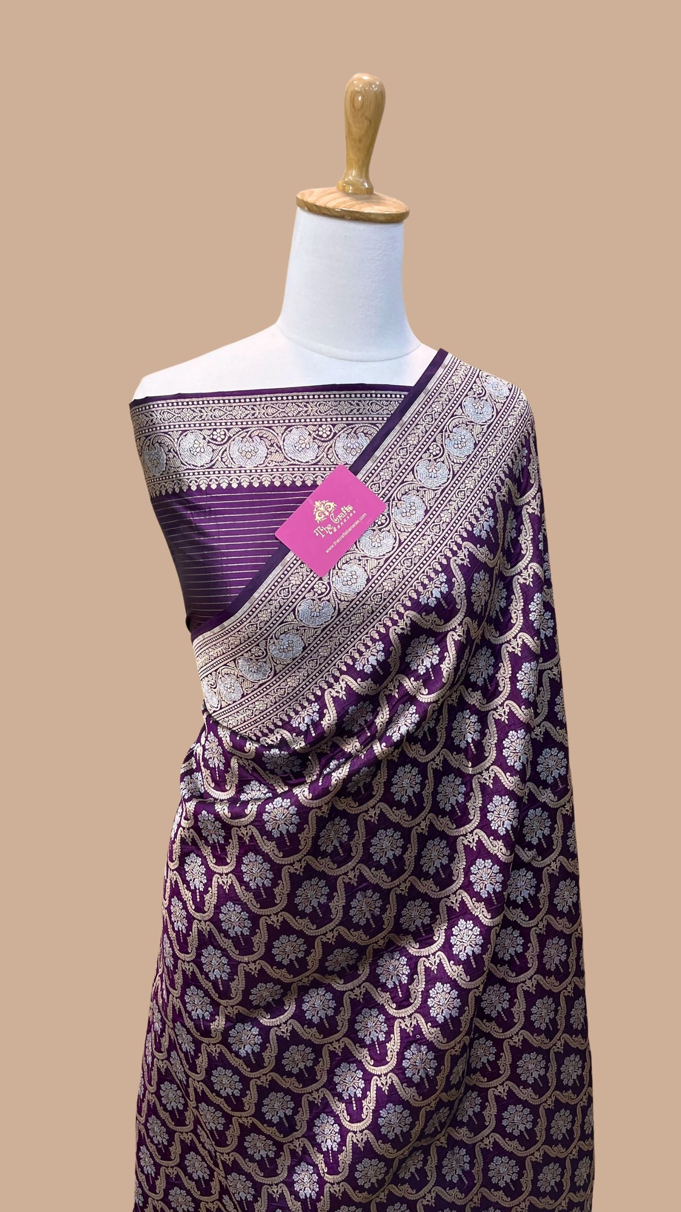 Pure Katan Silk Handloom Banarasi Saree - All over Sona Roopa Jaal work