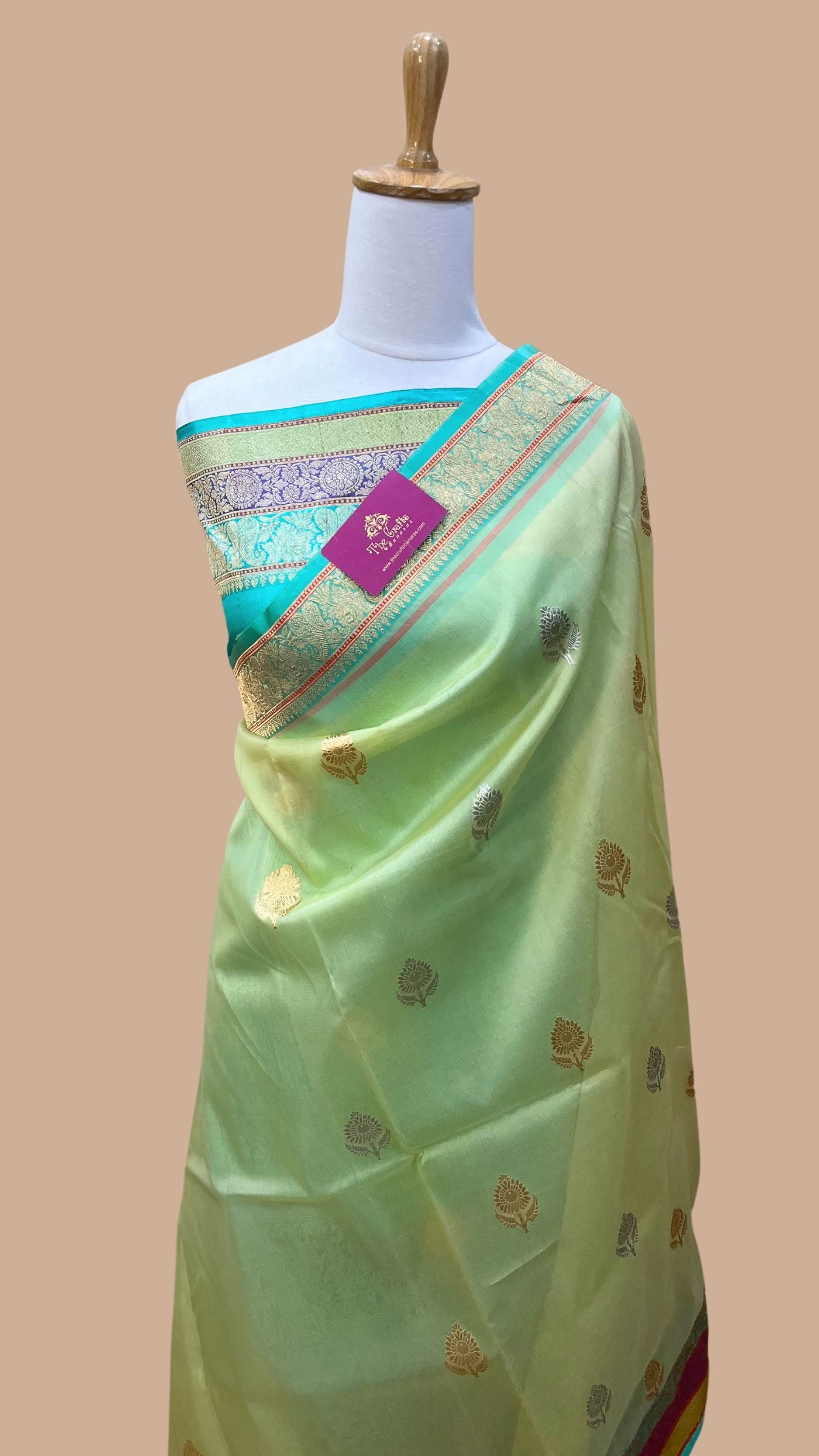 Pure Kora Silk Handloom Banarasi Saree - with sona rupa kadhua motifs