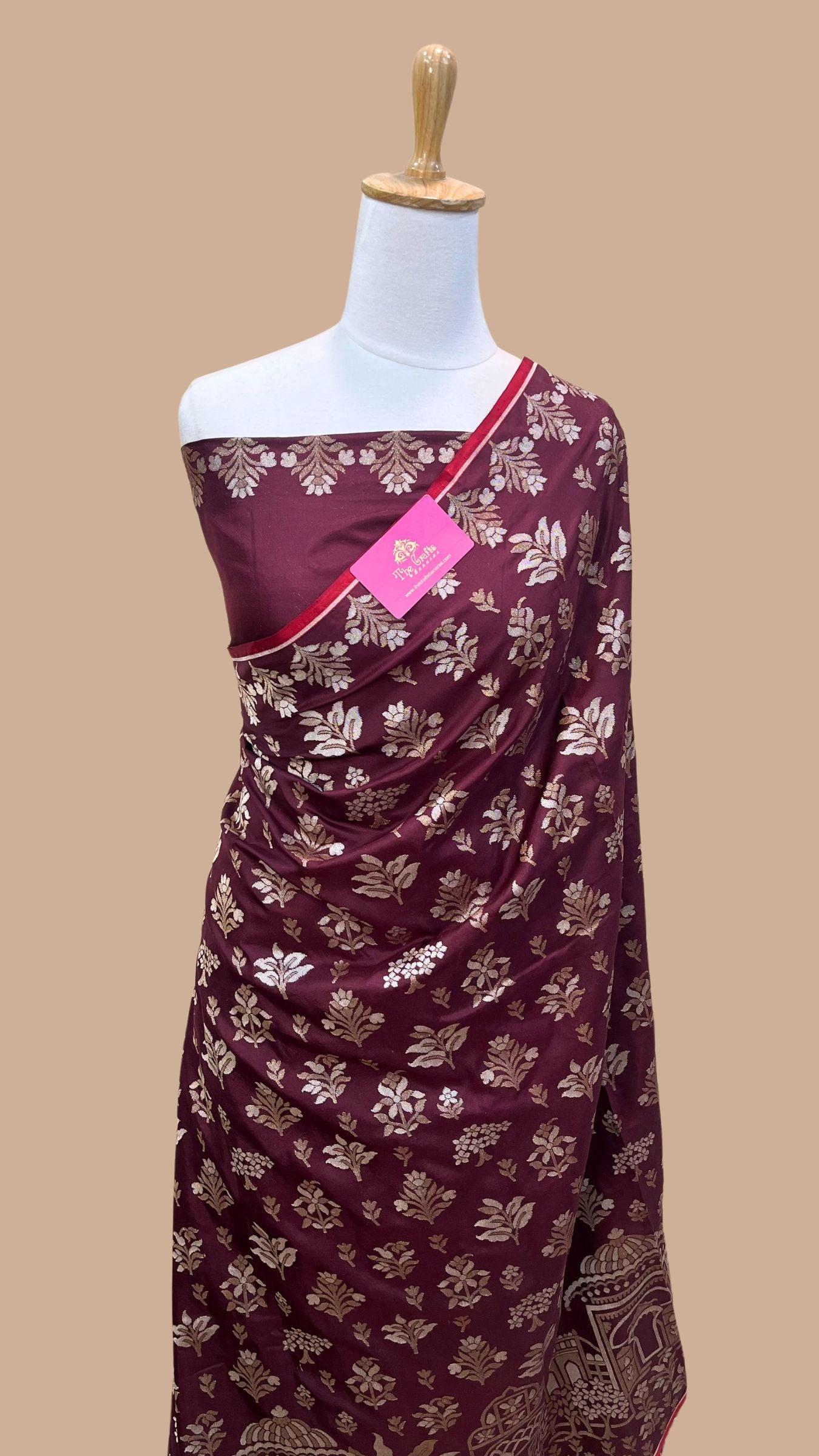 Pure Ektara katan Jamdani Banarasi Saree - Alfi