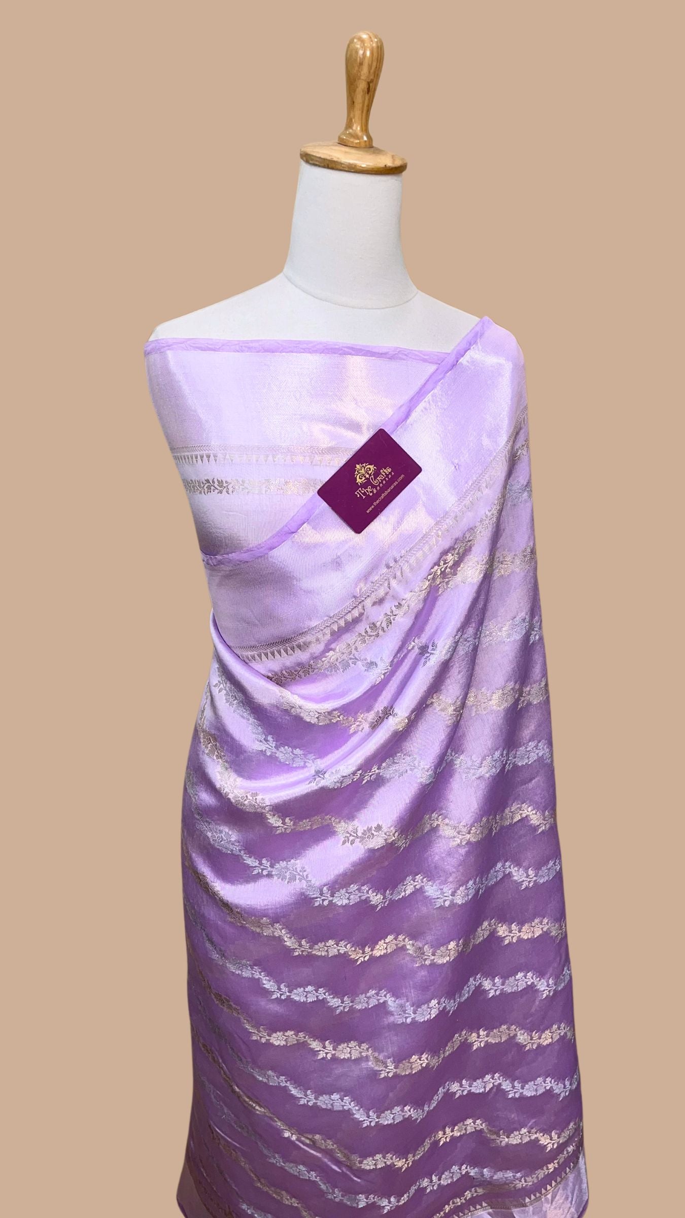 Lavender Pure Chiniya Silk Banarasi Saree