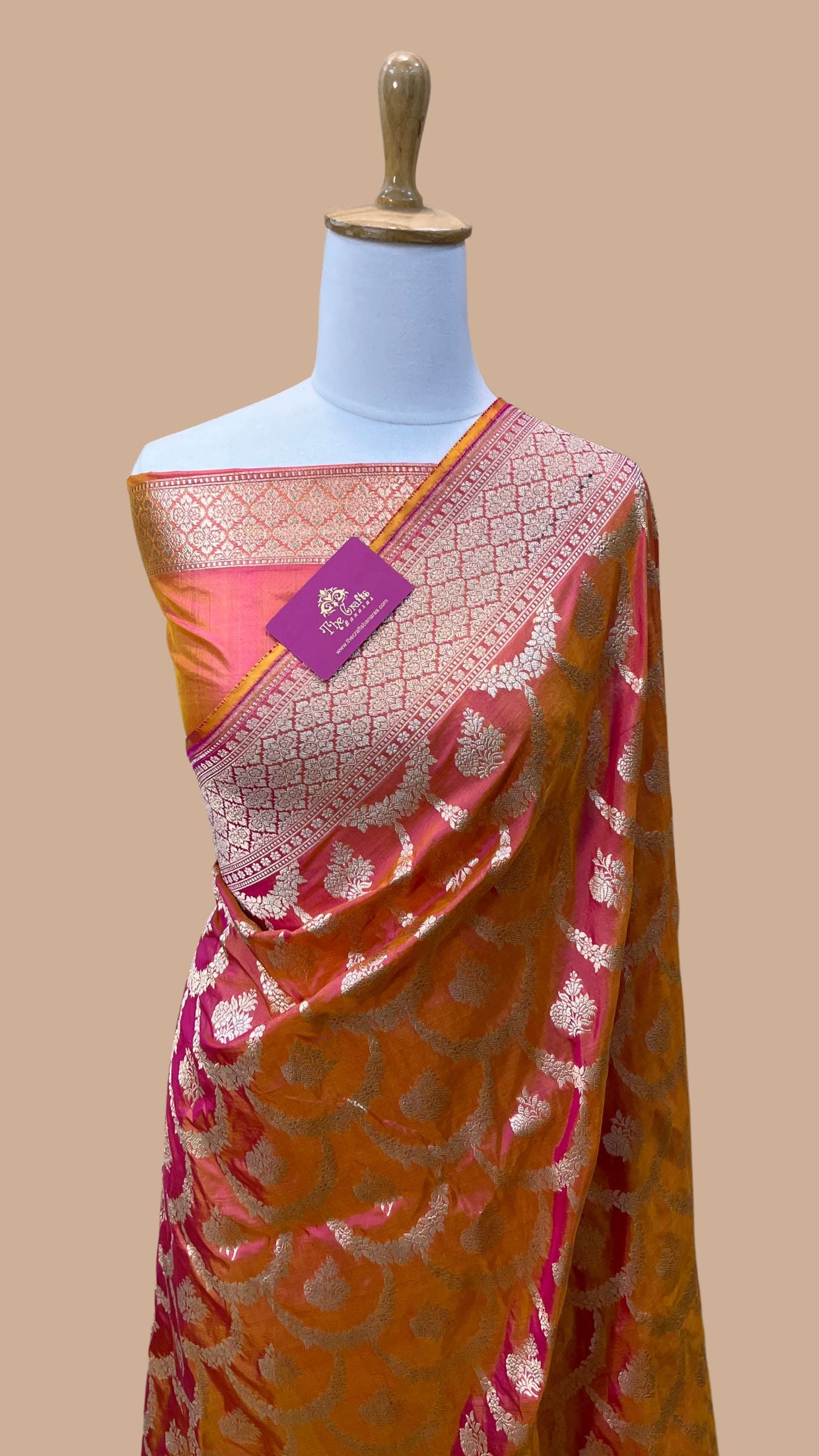 Pure Katan Silk Handloom Banarasi Saree - Jaal work