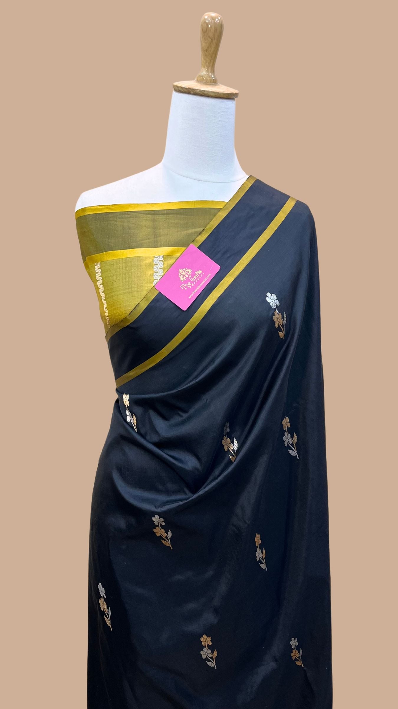 Pure Mango Silk Handloom Banarasi Saree - With Sona Roopa Motifs