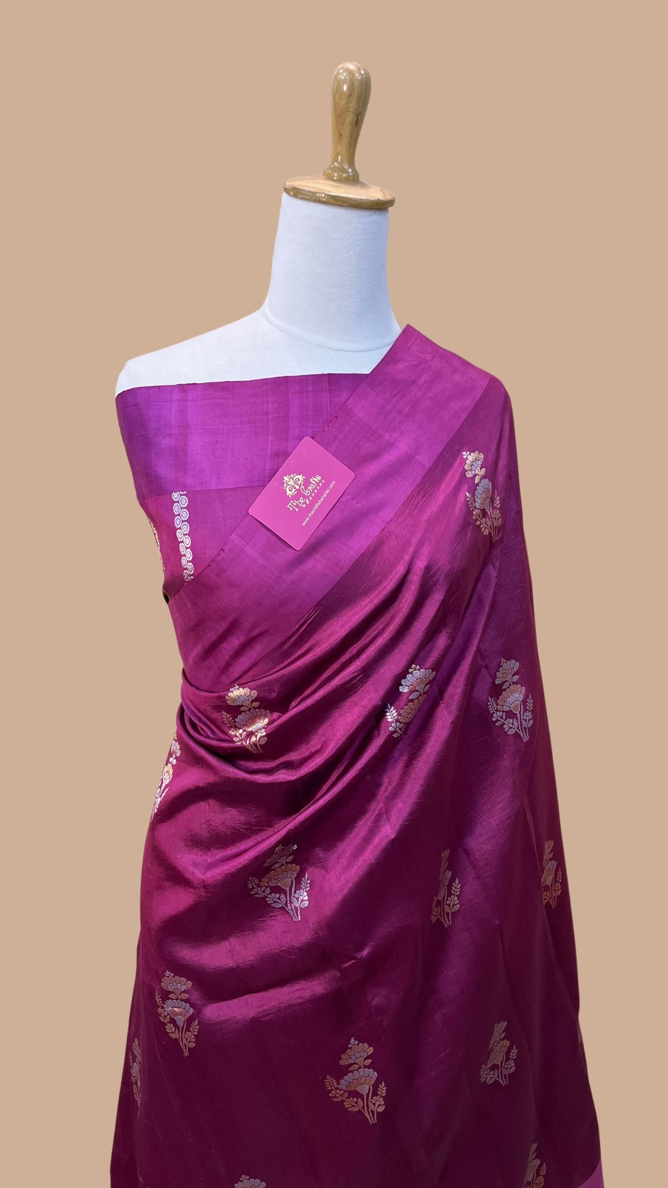 Pure Mango Silk Handloom Banarasi Saree - With Sona Roopa Motifs