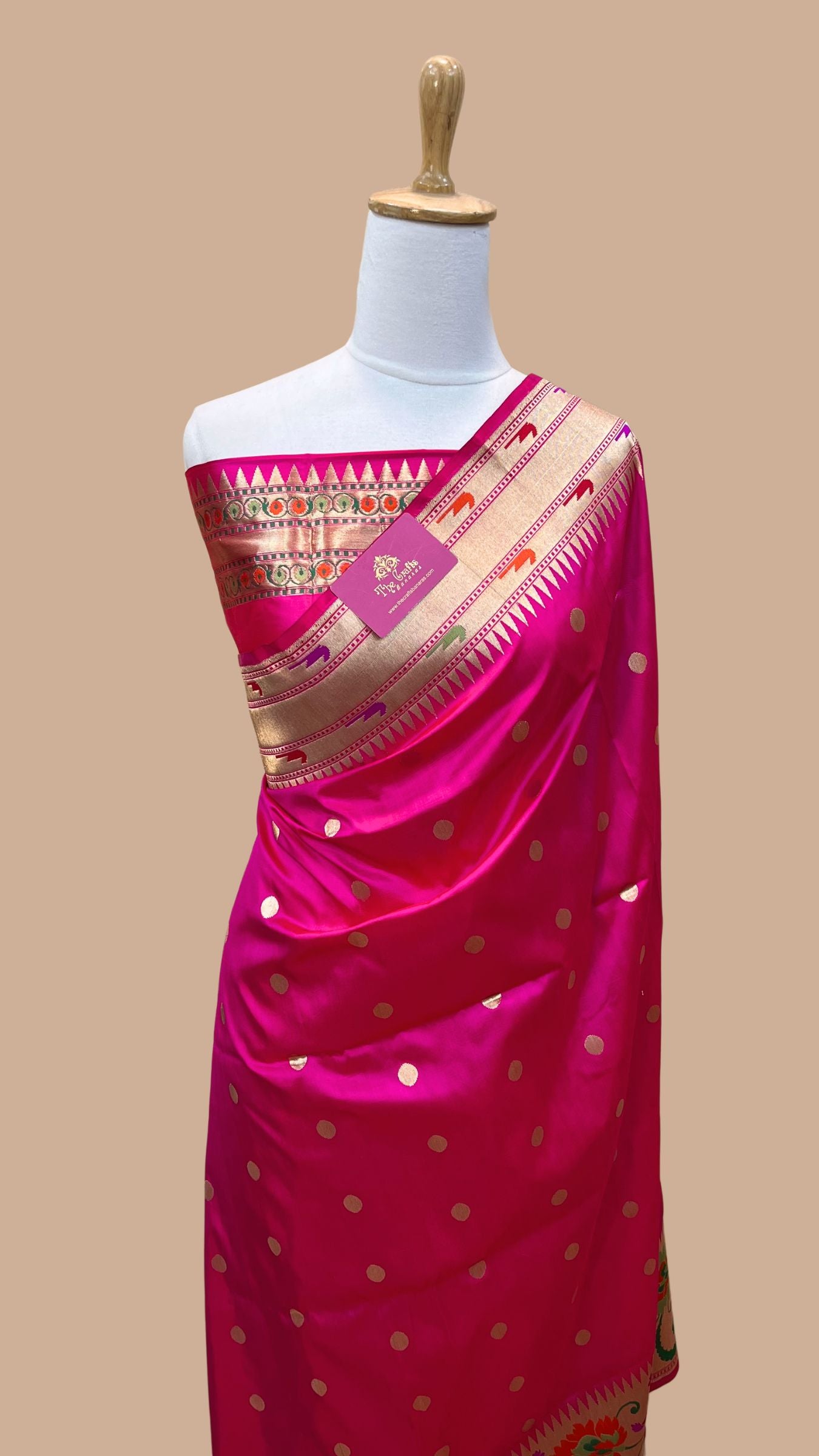 Pure Katan Silk Handloom Banarasi Saree - with paithani meenakari border