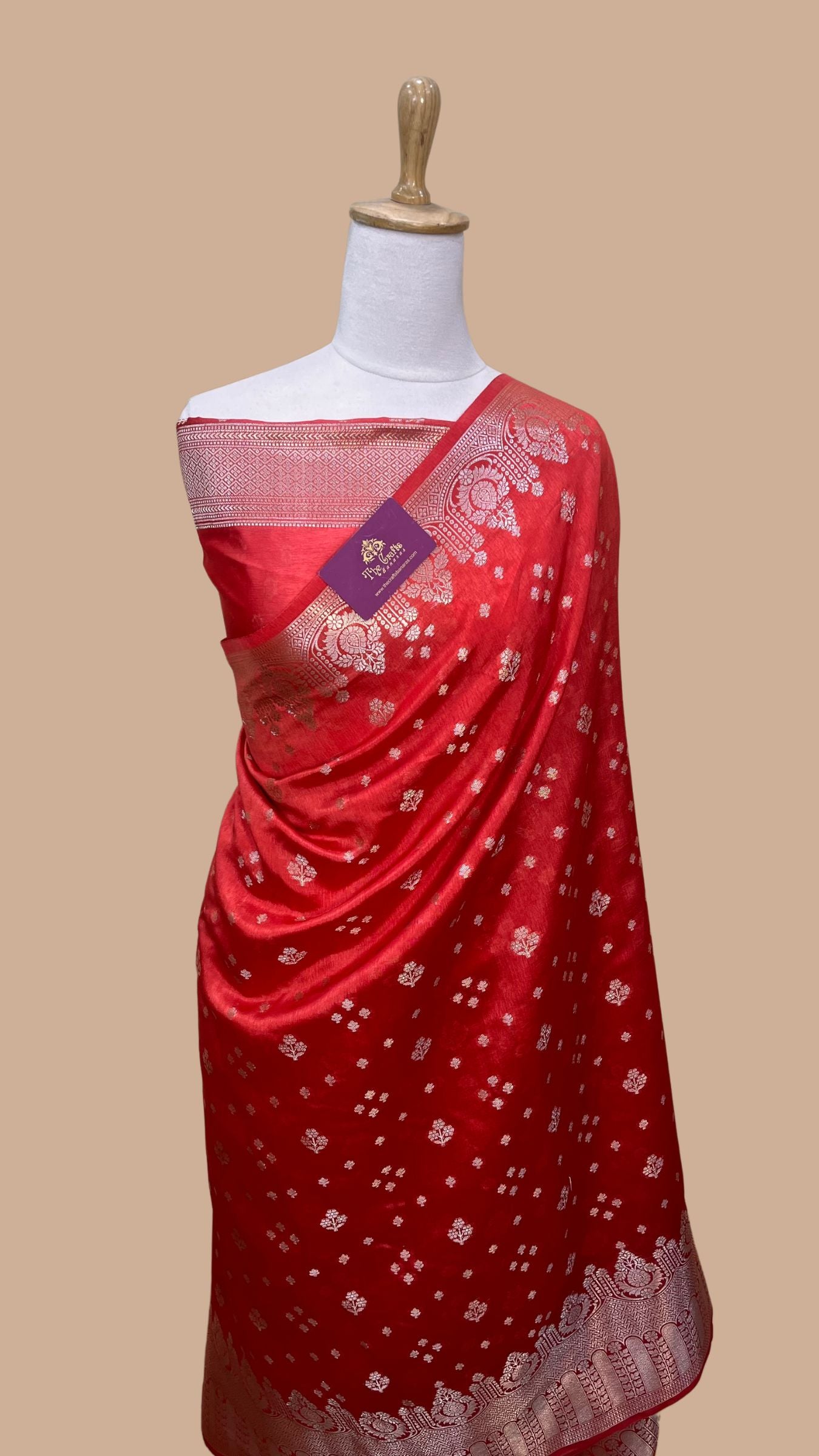 Orange Pure Chiniya Silk Banarasi Saree