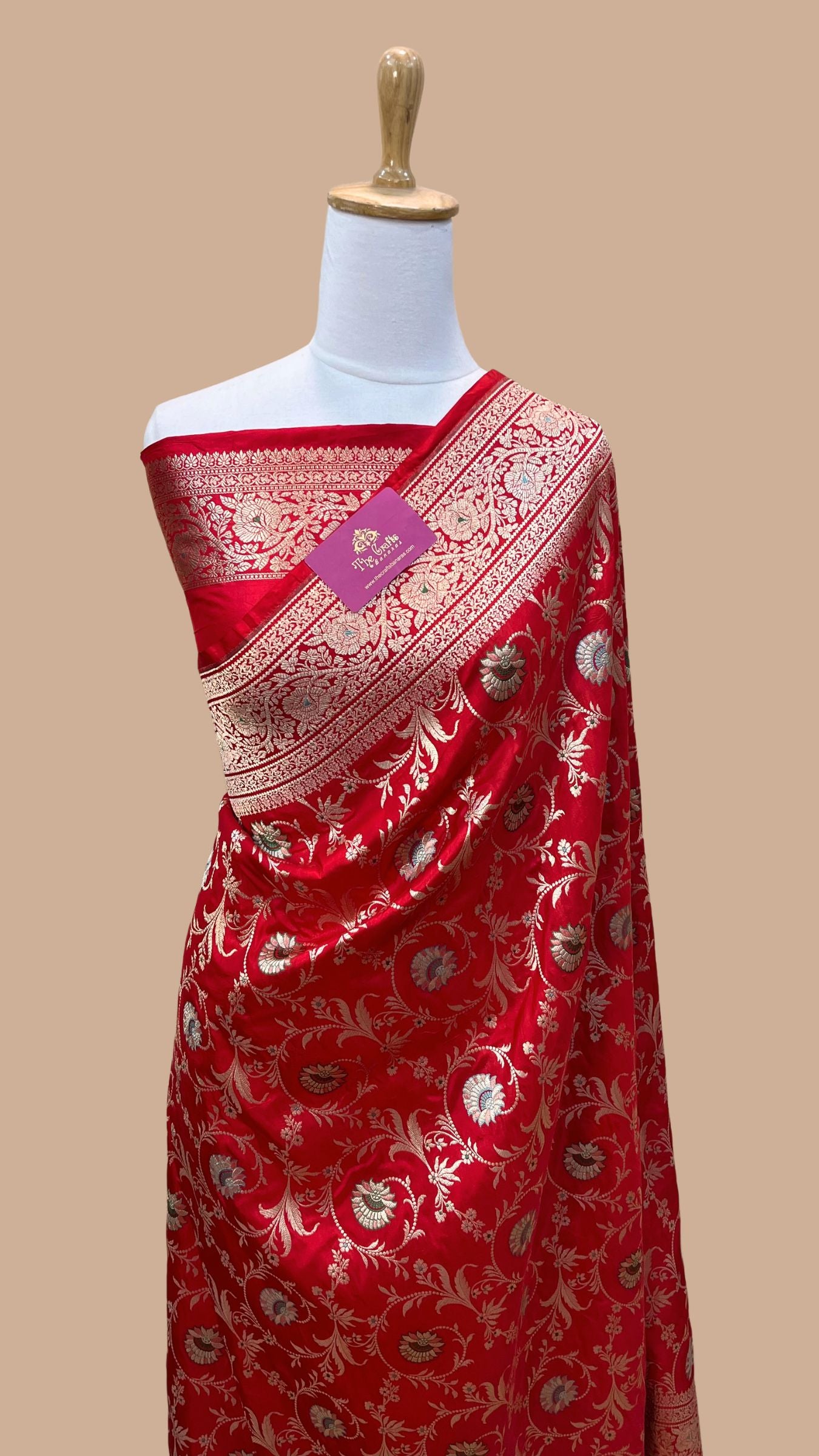 Pure Katan Silk Handloom Banarasi Saree - All over Meenakari Jaal work