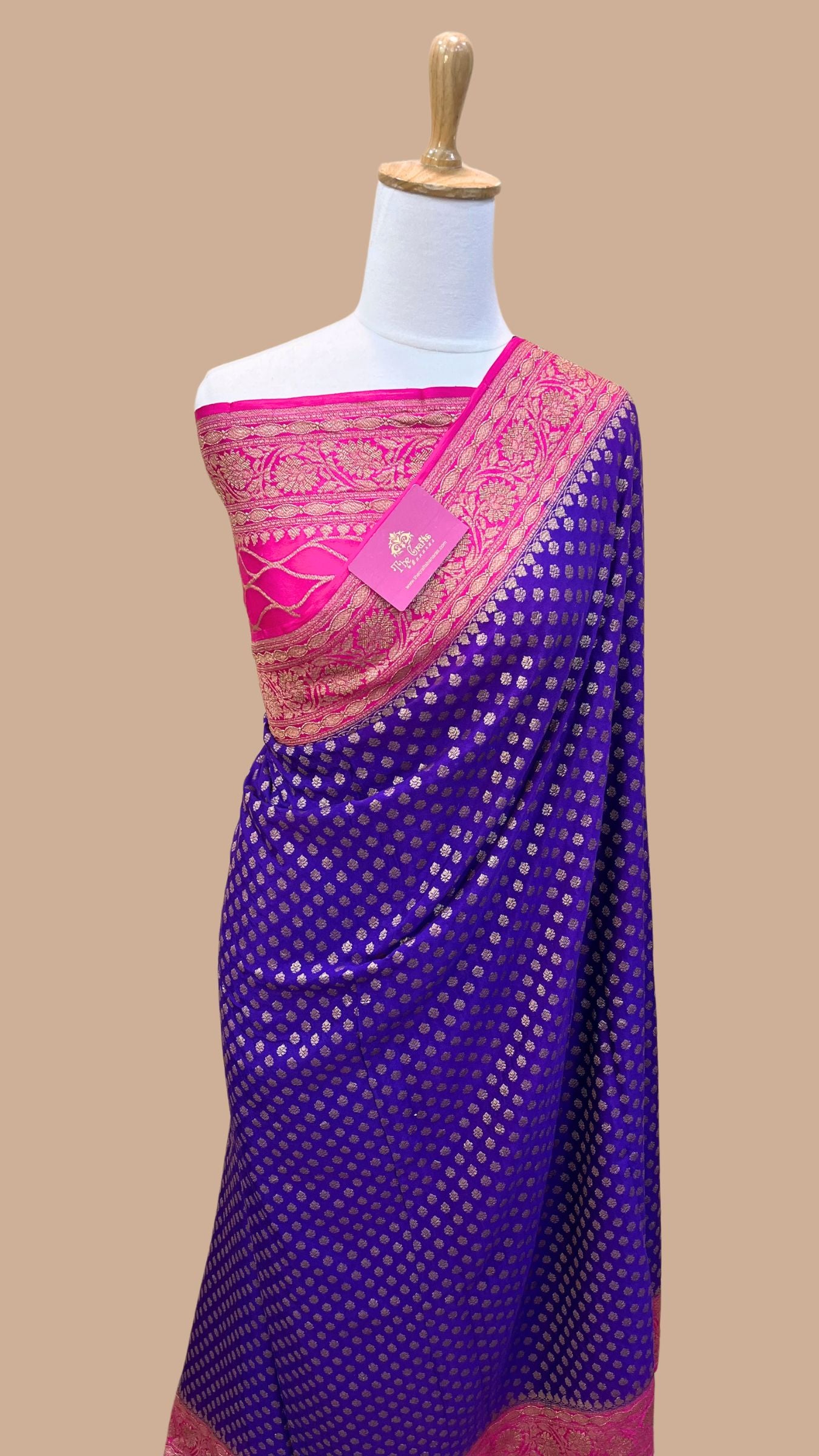 Pure Crepe Georgette Banarasi Saree - Antique Zari