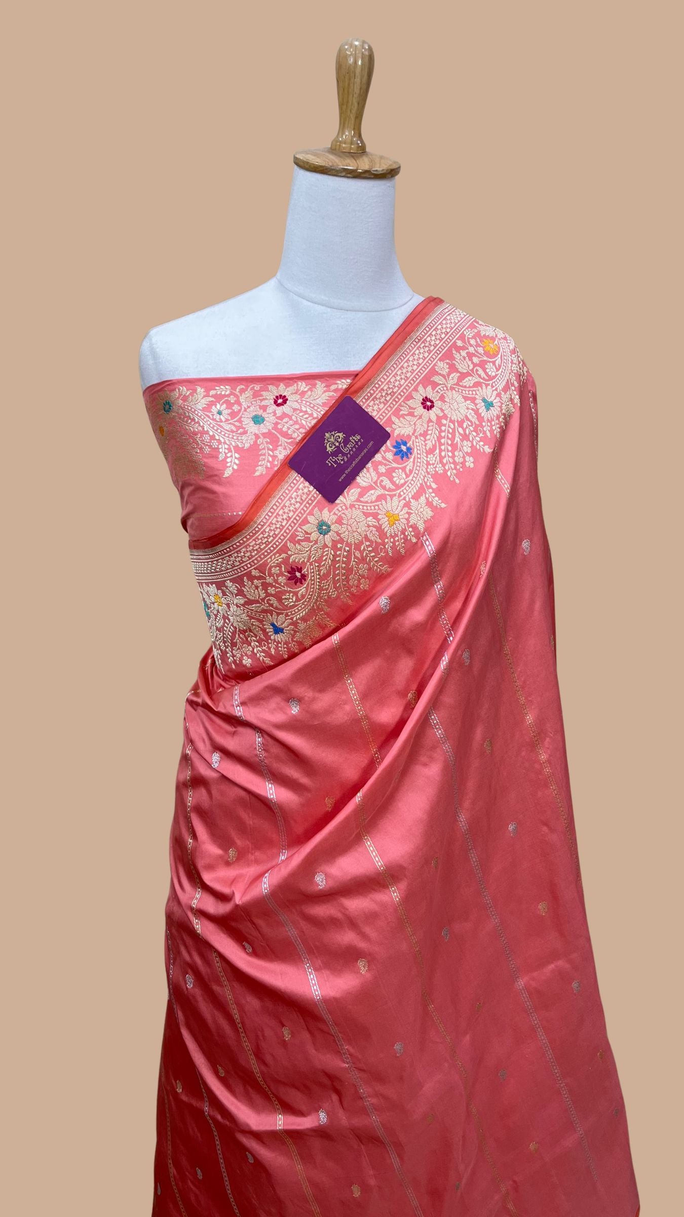 Pure Katan Silk Handloom Banarasi Saree - With Kadhua Meenakari work