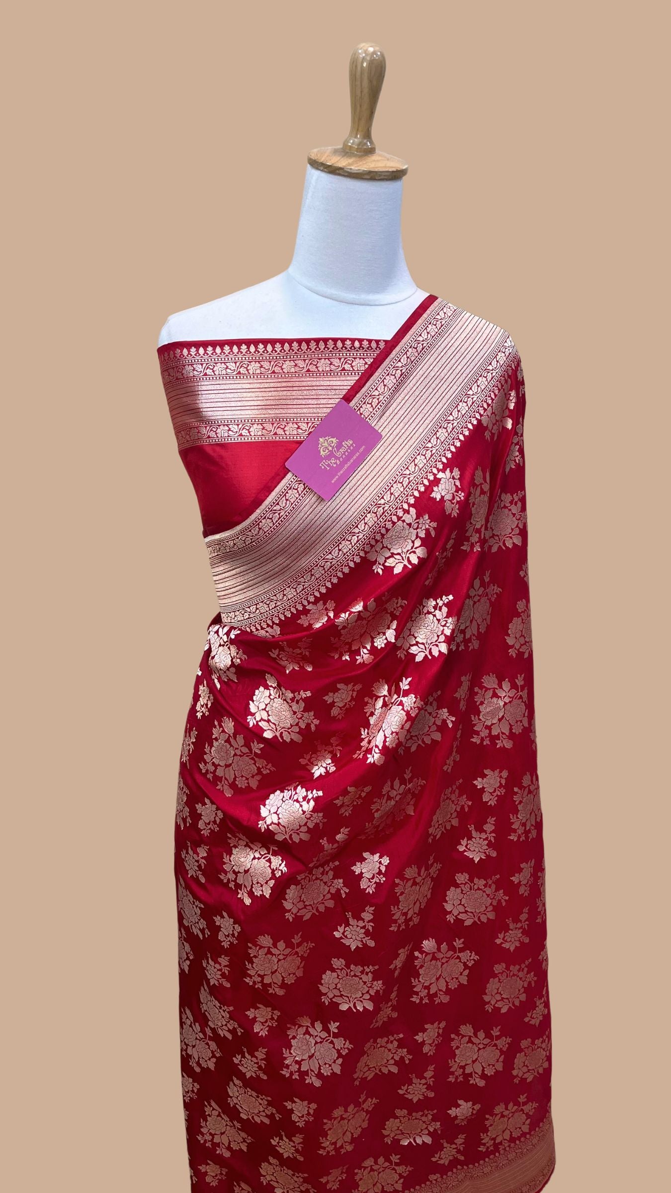 Pure Katan Silk Handloom Banarasi Saree - Jaal work