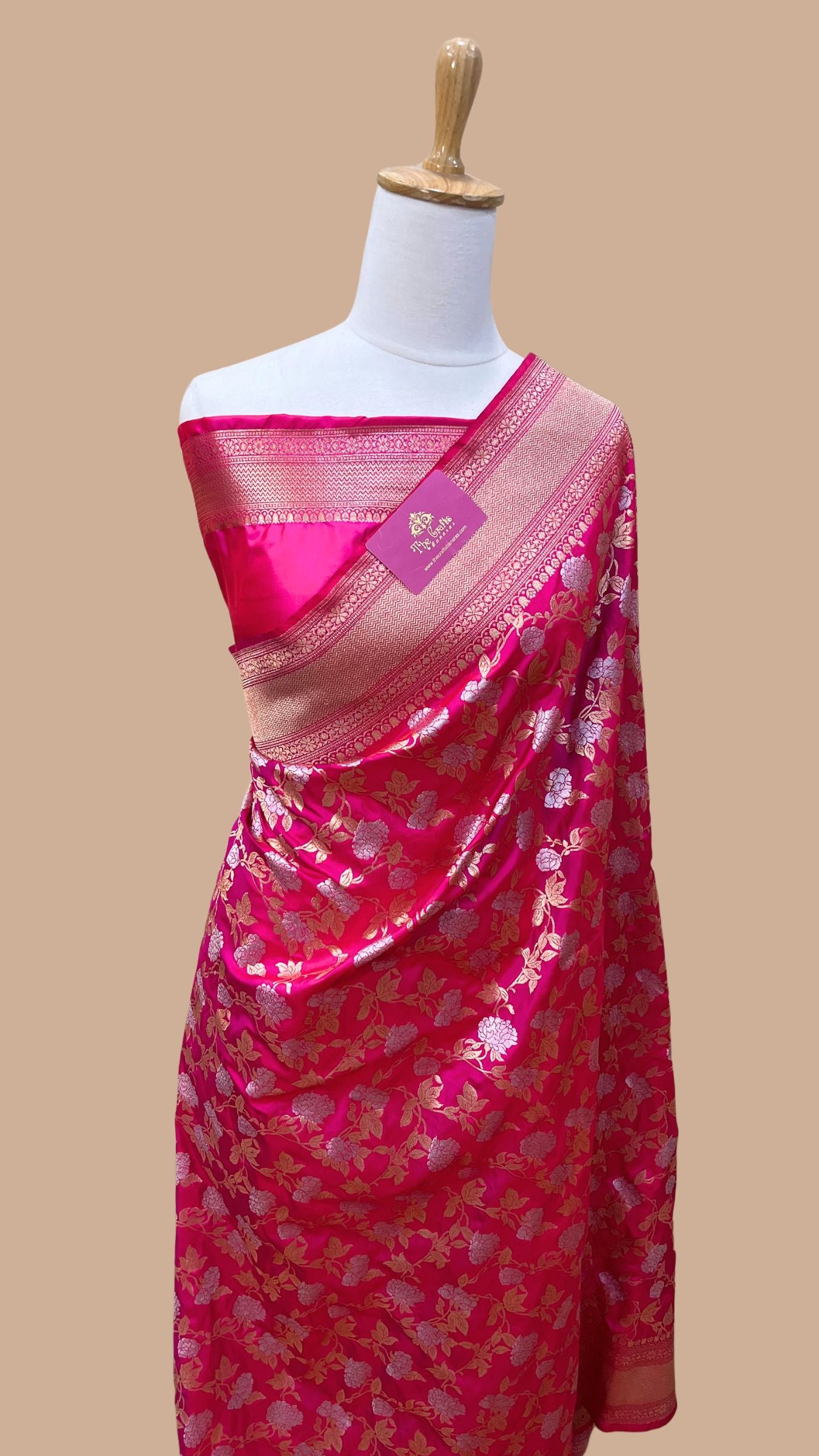 Pure Katan Silk Handloom Banarasi Saree - All over Sona Roopa Jaal work