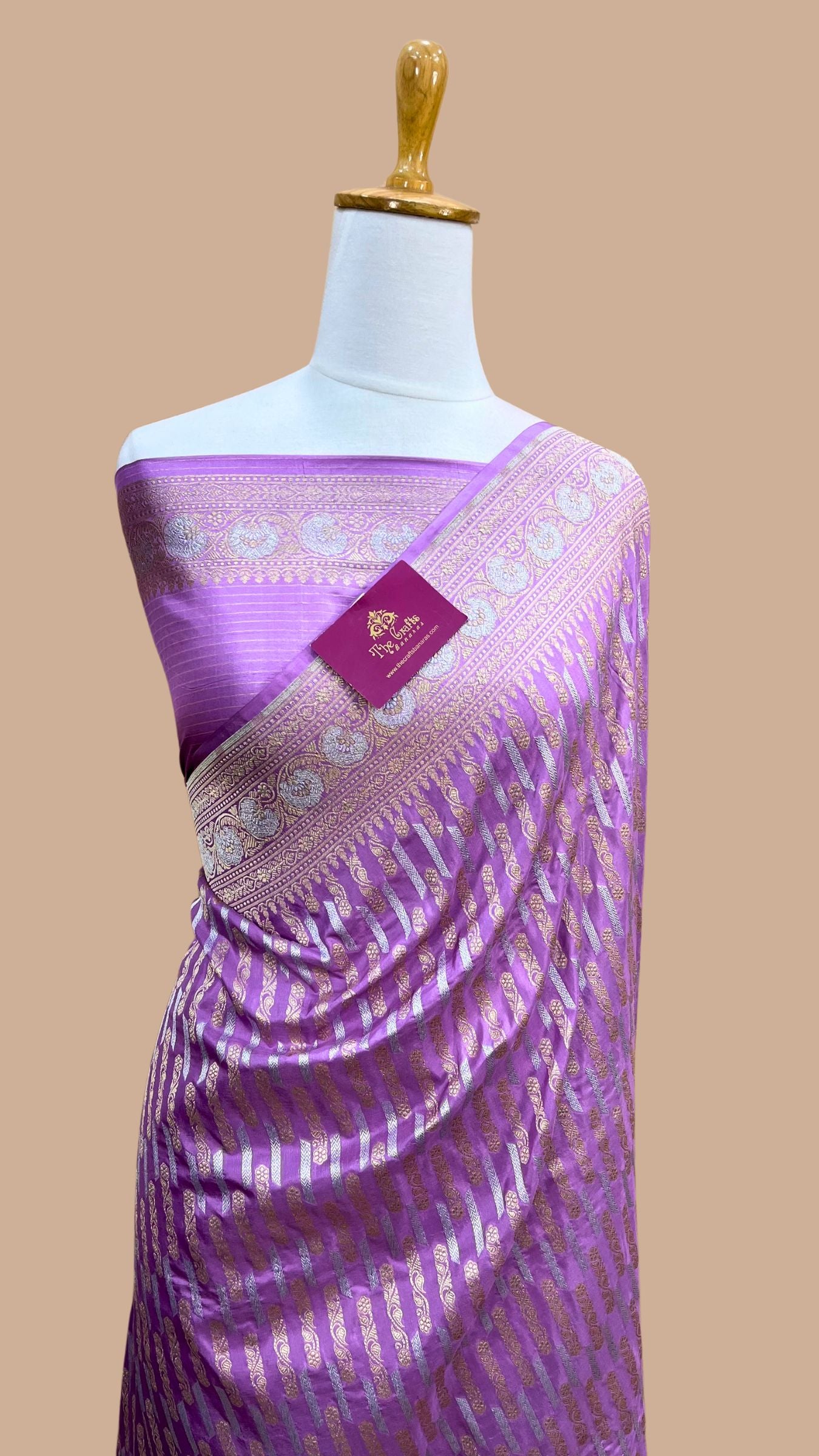 Pure Katan Silk Handloom Banarasi Saree - All over Sona Roopa Jaal work