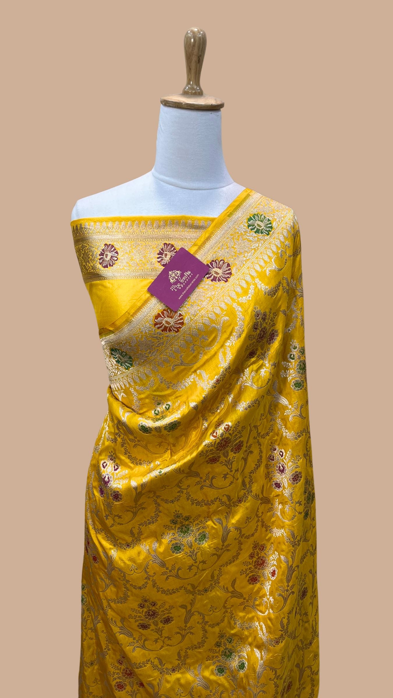 Pure Katan Silk Handloom Banarasi Saree - All over Meenakari Jaal work