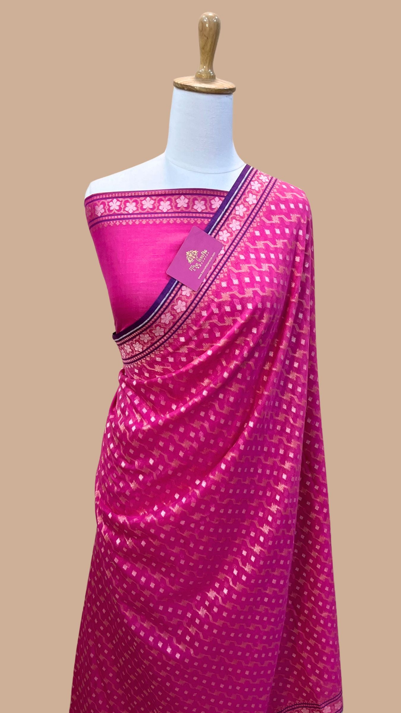 Pure Ektara Cotton Jamdani Banarasi Saree - Alfi