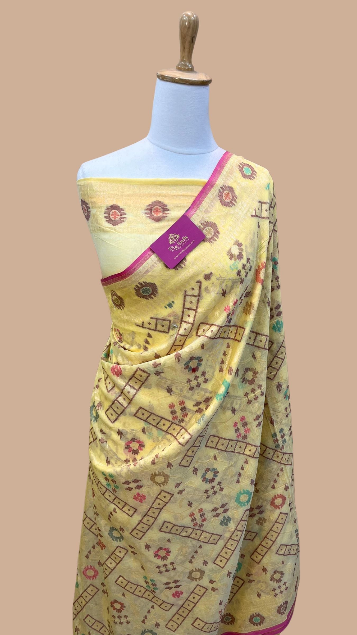 Pure Ektara Cotton Jamdani Banarasi Saree - Tilfi