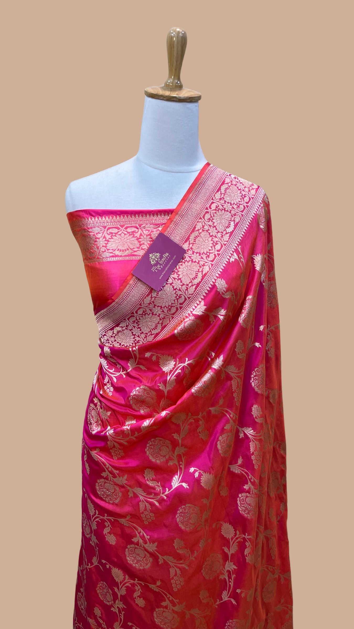 Pure Katan Silk Handloom Banarasi Saree - Jaal work