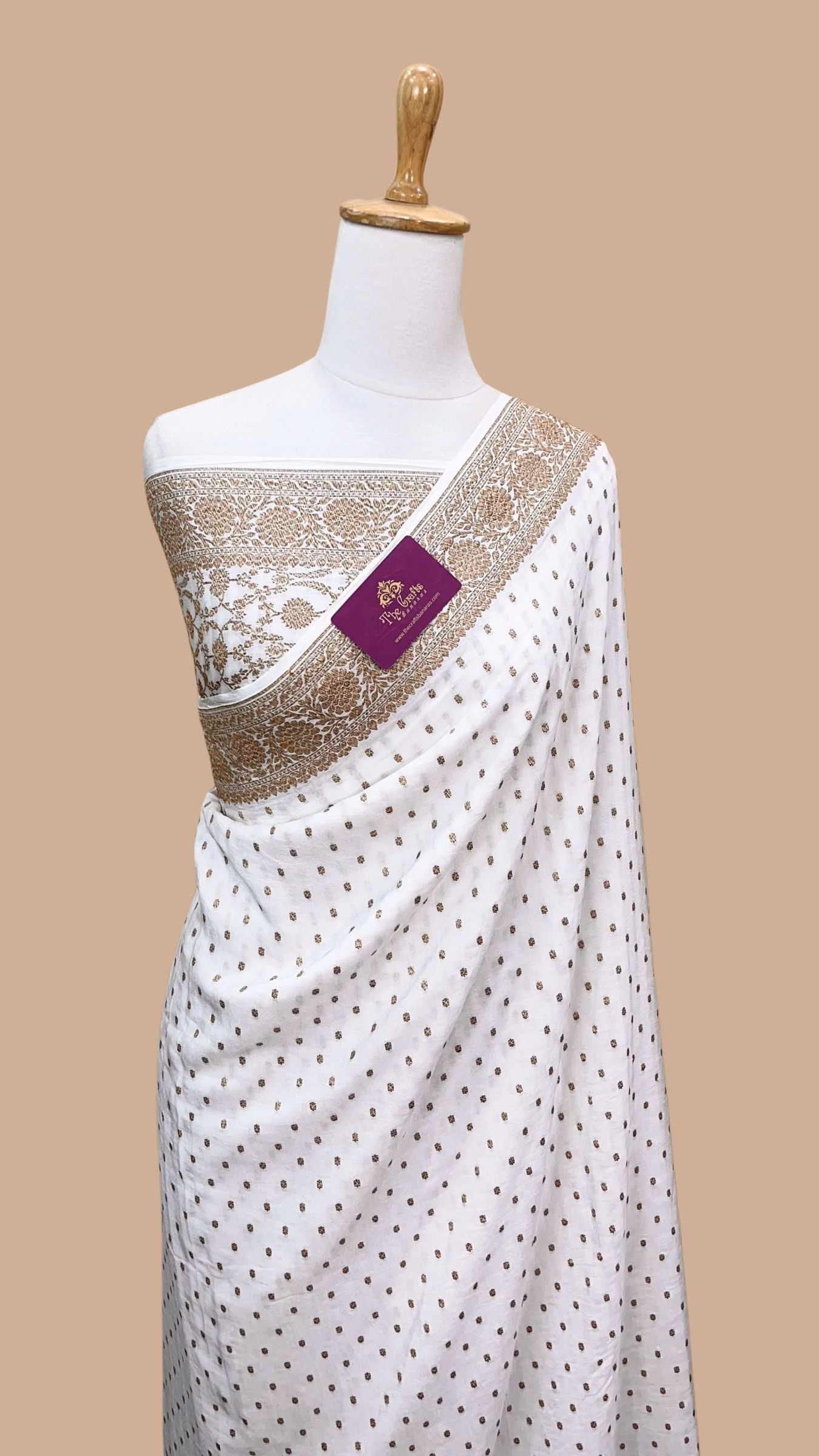 Pure Crepe Georgette Banarasi Saree - Antique Zari