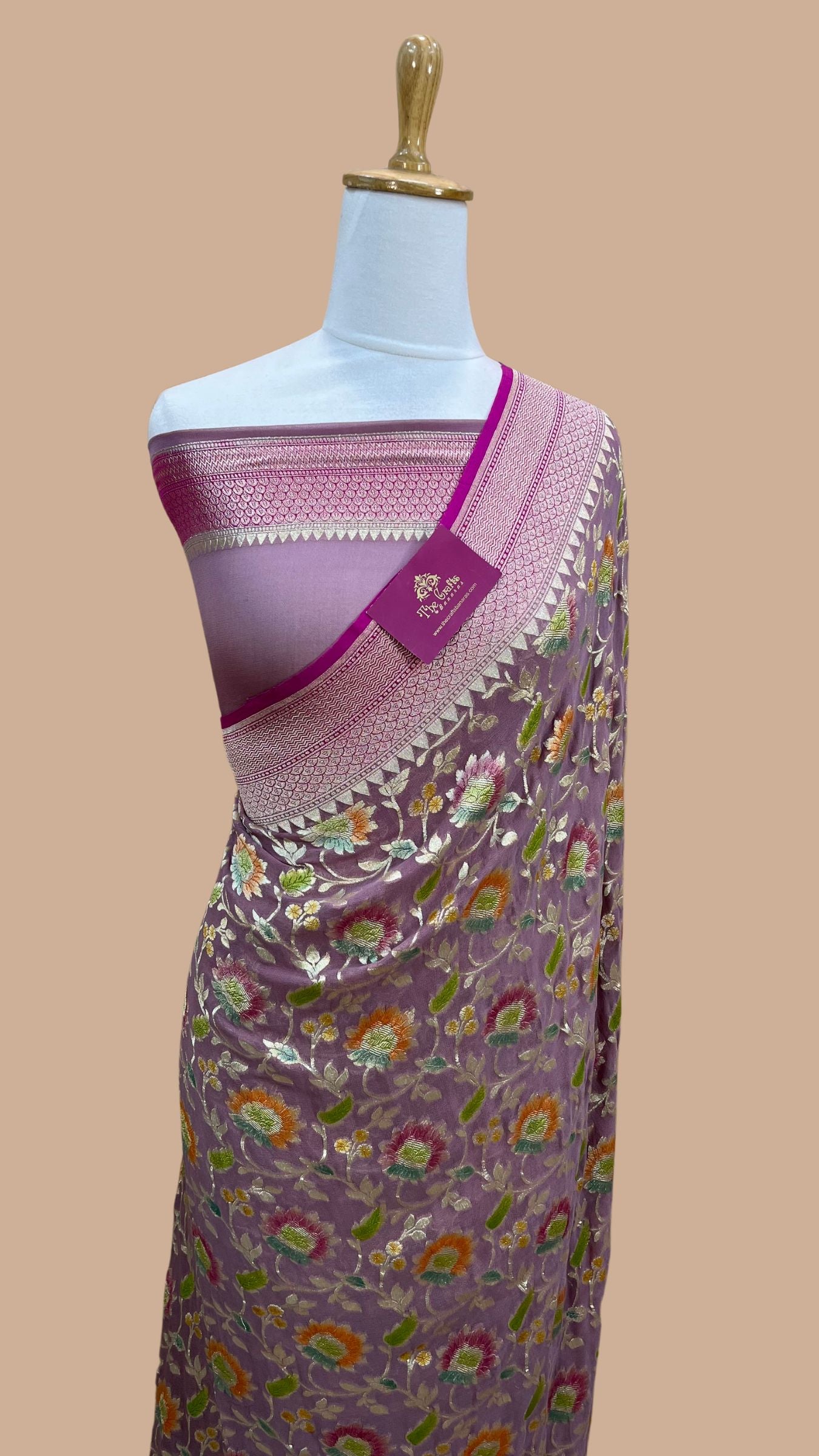 Khaddi Georgette Handloom Banarasi Saree - Water Zari