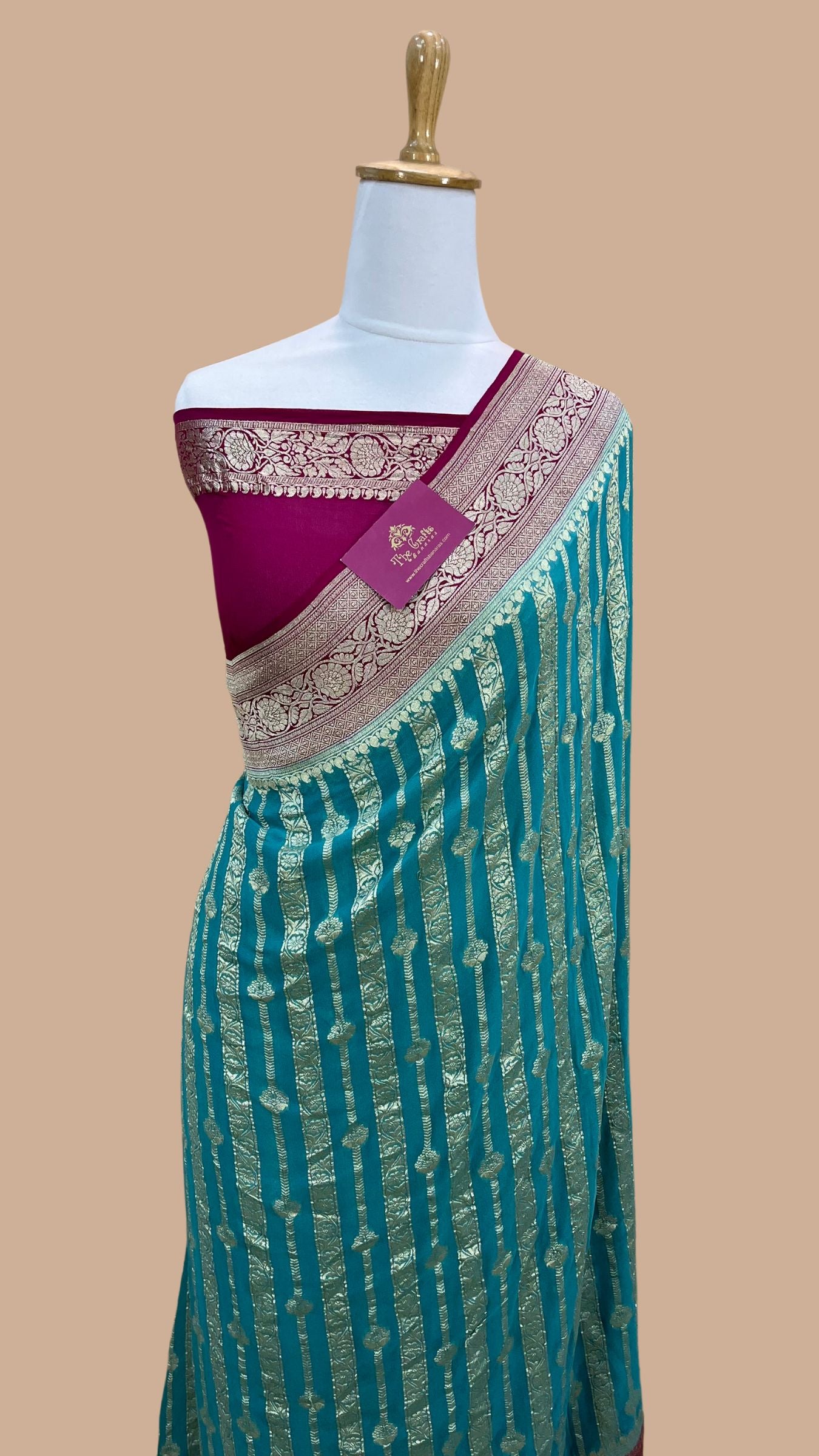 Khaddi Georgette Banarasi Saree - Water Zari