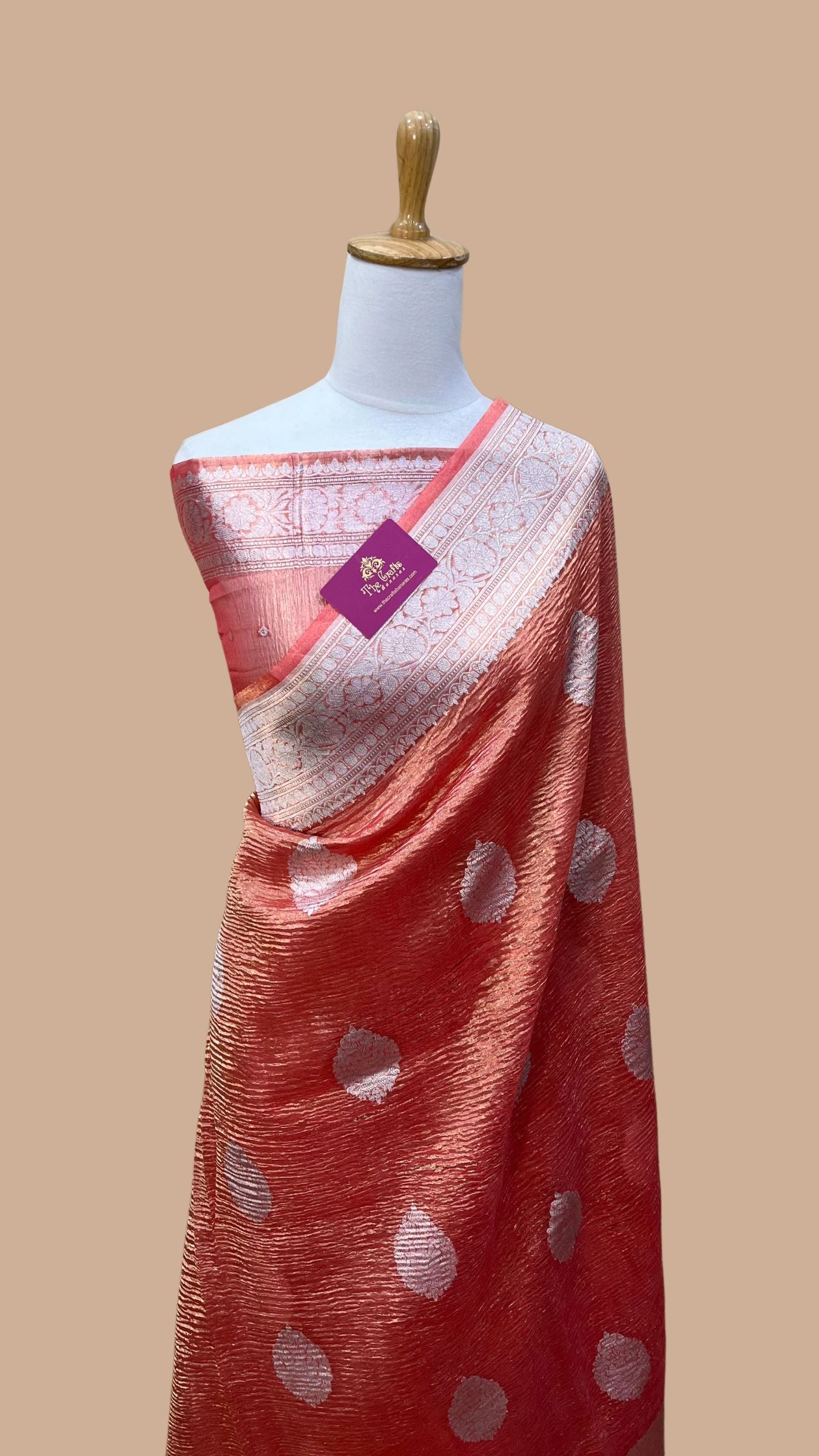 Pure Crush Tissue Silk Handloom  Banarasi Saree