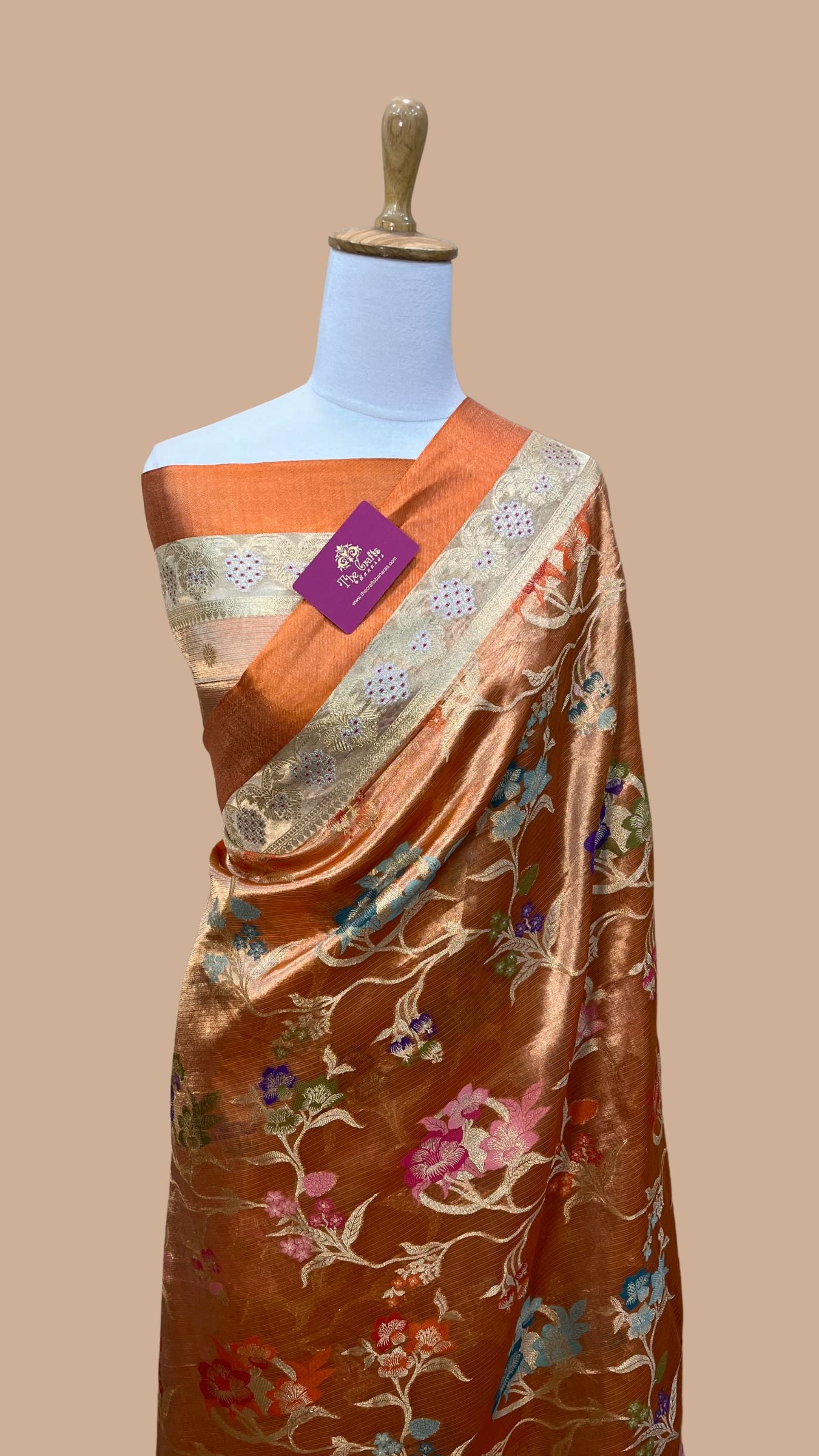 Pure Zari Kota Tissue Silk Handloom  Banarasi Saree - Meenakari