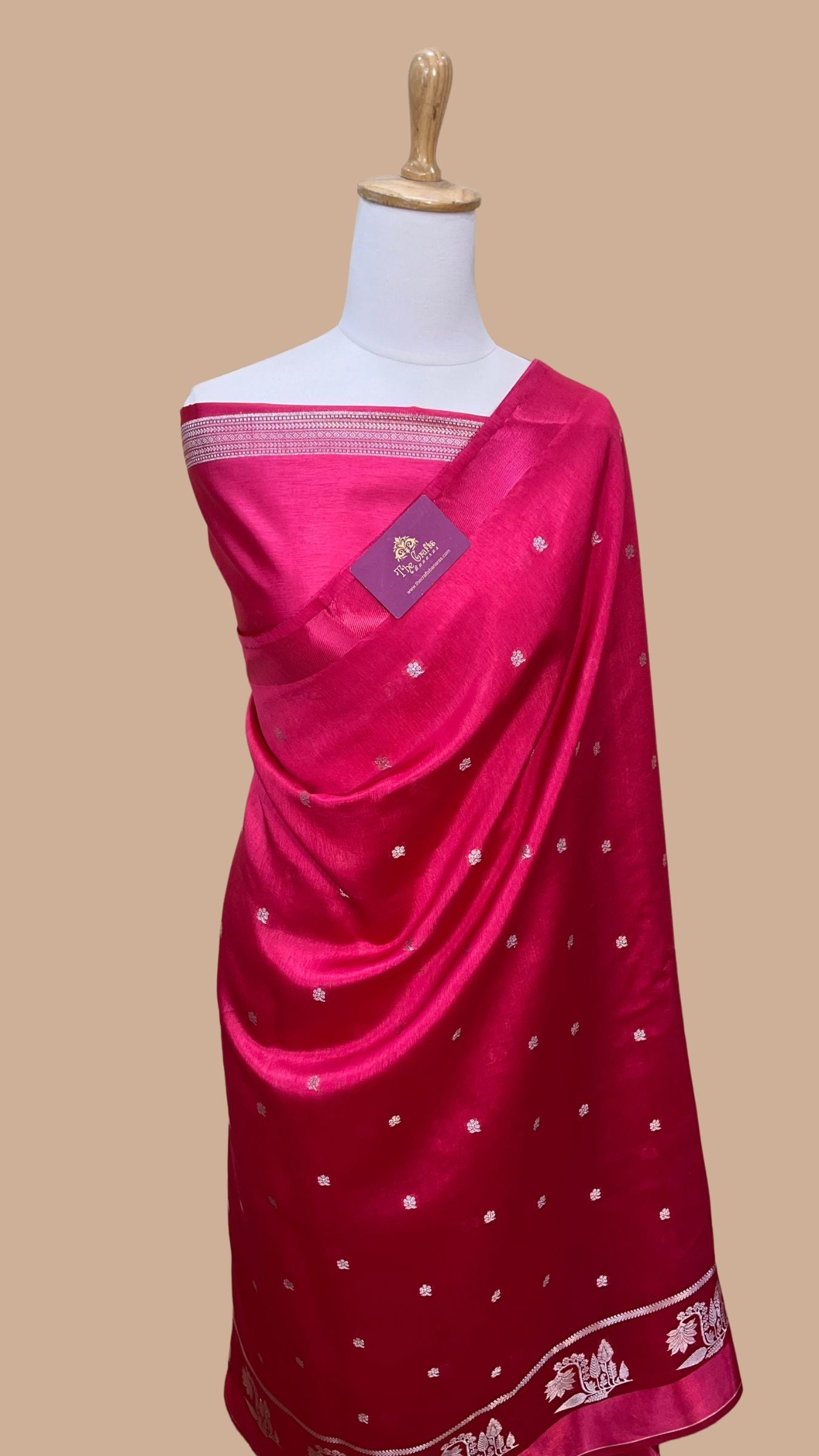 Rani pink Pure Chiniya Silk Banarasi Saree